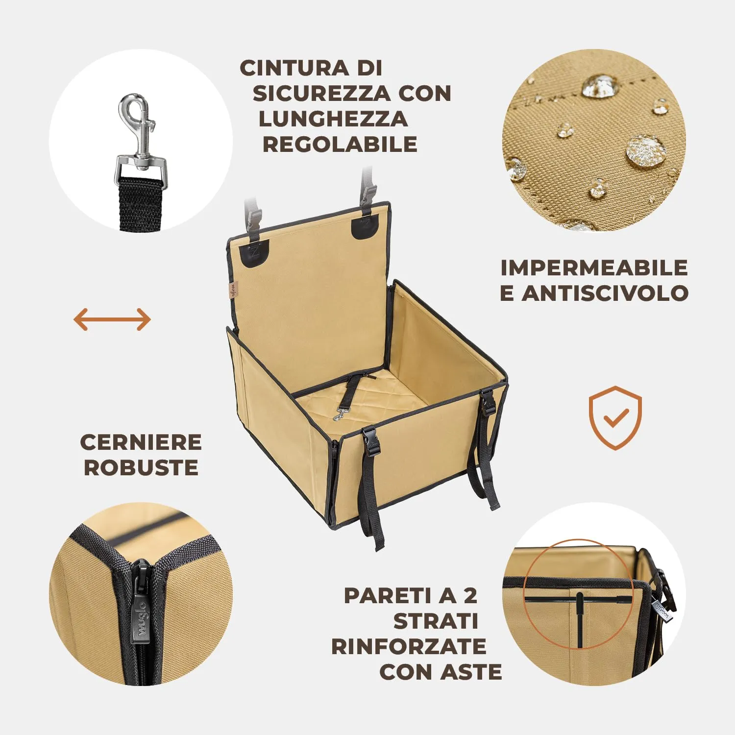 Wuglo Seggiolino Auto Cane Taglia S fino a 12 kg - immagine 5