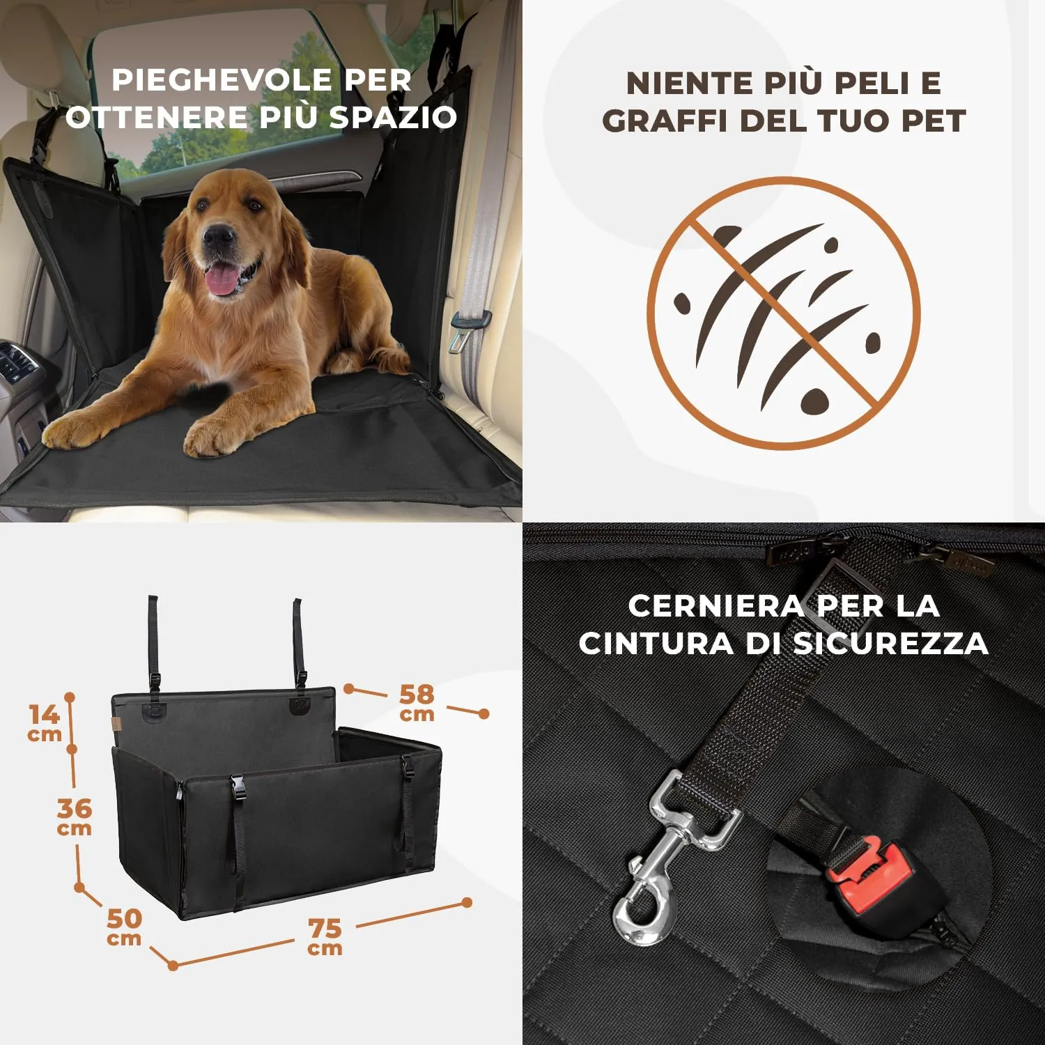 Wuglo Seggiolino Auto per Cane, Taglia L, fino a 26 kg, Nero - immagine 6