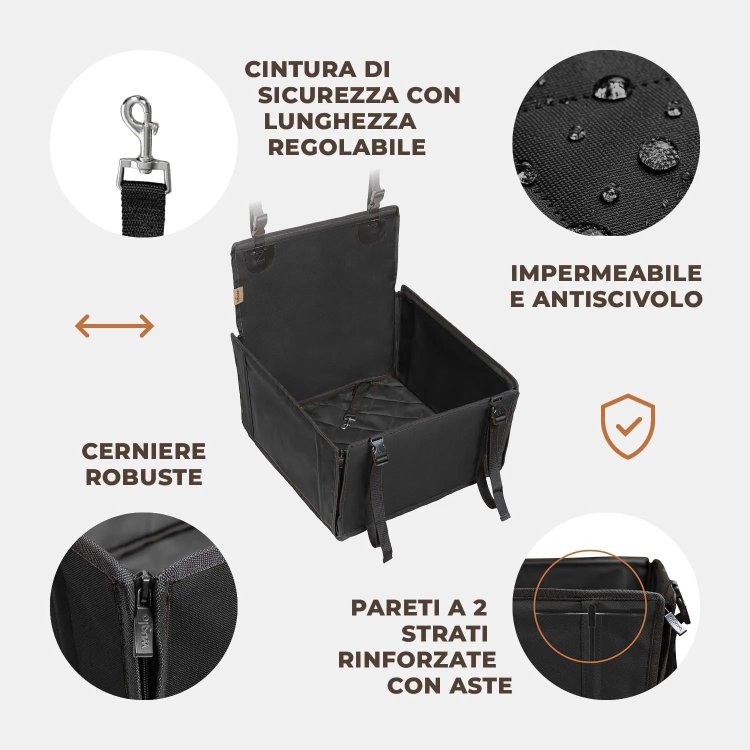 Wuglo Seggiolino Auto Cane Taglia S fino a 12 kg - immagine 5