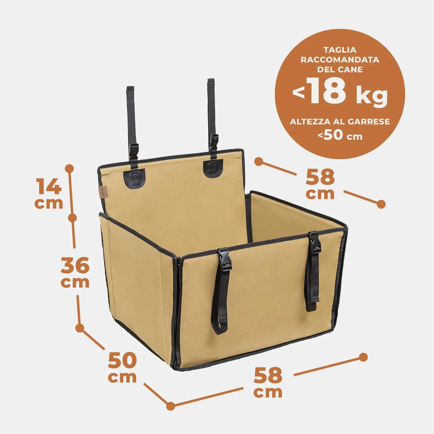 Wuglo Seggiolino Auto Cane Taglia M fino a 18 kg, Beige - immagine 8