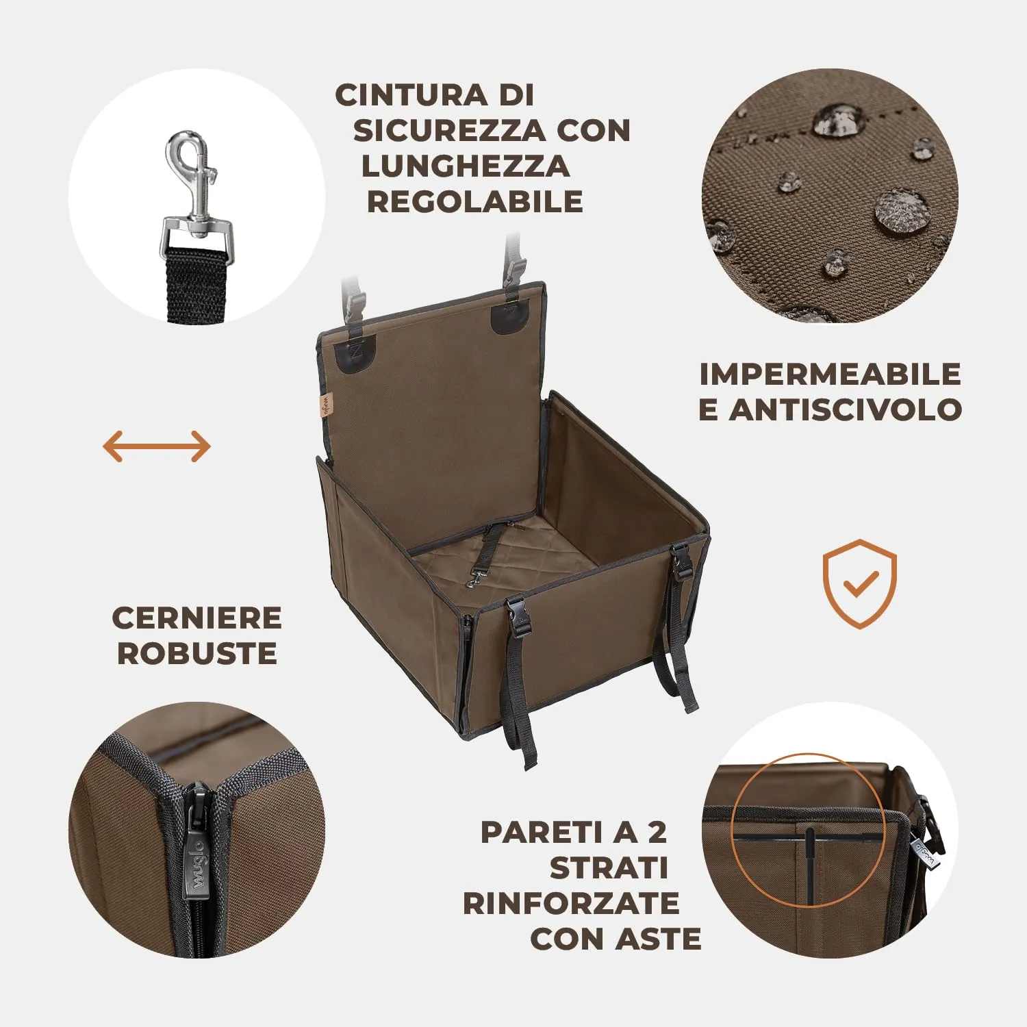 Wuglo Seggiolino Auto Cane Taglia S fino a 12 kg - immagine 5