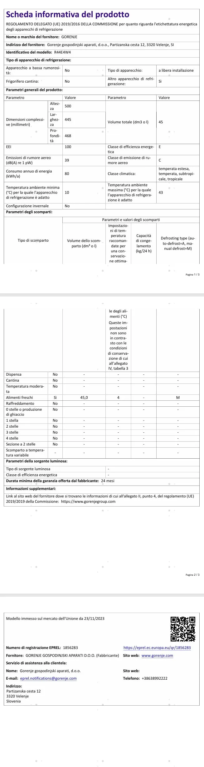 Gorenje R44E4W4 Frigorifero Minibar 45 Litri, 50x45 cm, Classe E, Bianco - immagine 12