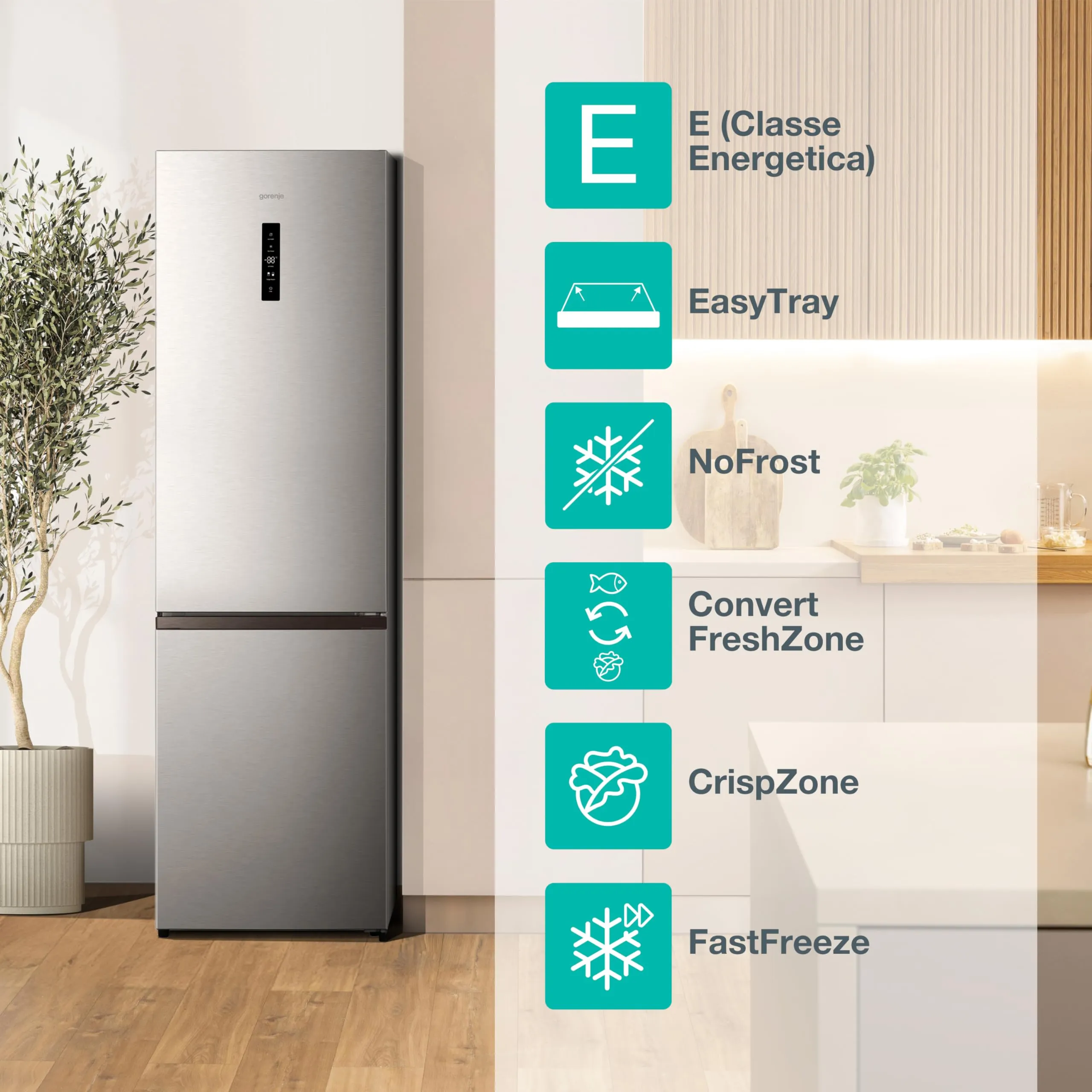 Gorenje NRK620EAXL4 Frigorifero Combinato Total No Frost, Inox, 200 cm, 336 litri, Classe E - immagine 2