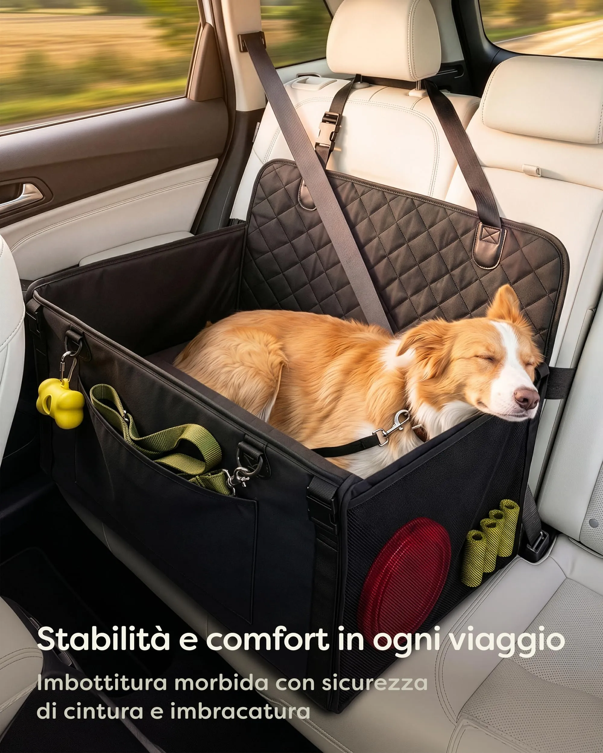 Knupis Seggiolino Auto per Cani Grande Taglia, Idrorepellente e Resistente ai Graffi, Nero - immagine 2