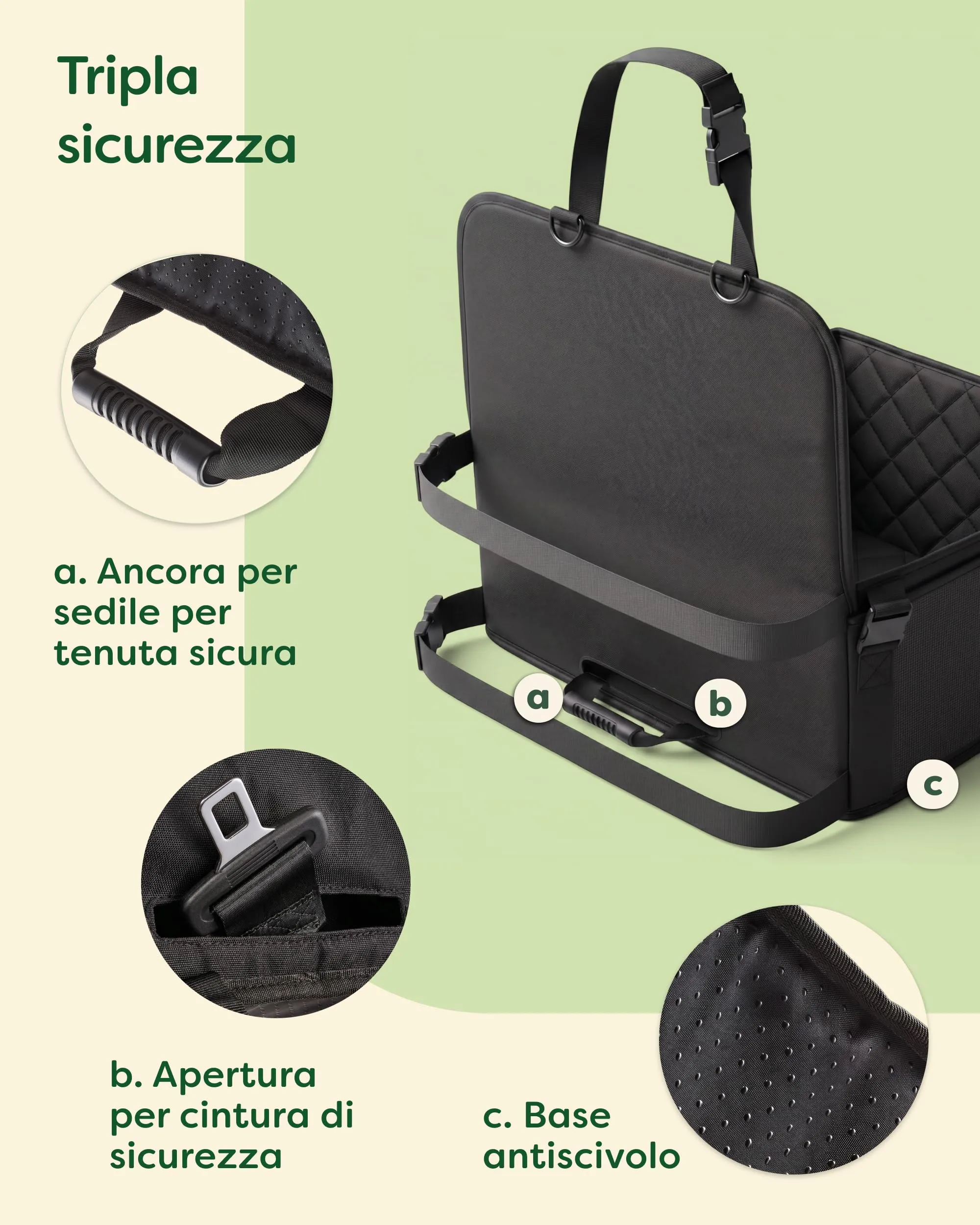 Knupis Seggiolino Auto per Cani Grande Taglia, Idrorepellente e Resistente ai Graffi, Nero - immagine 3