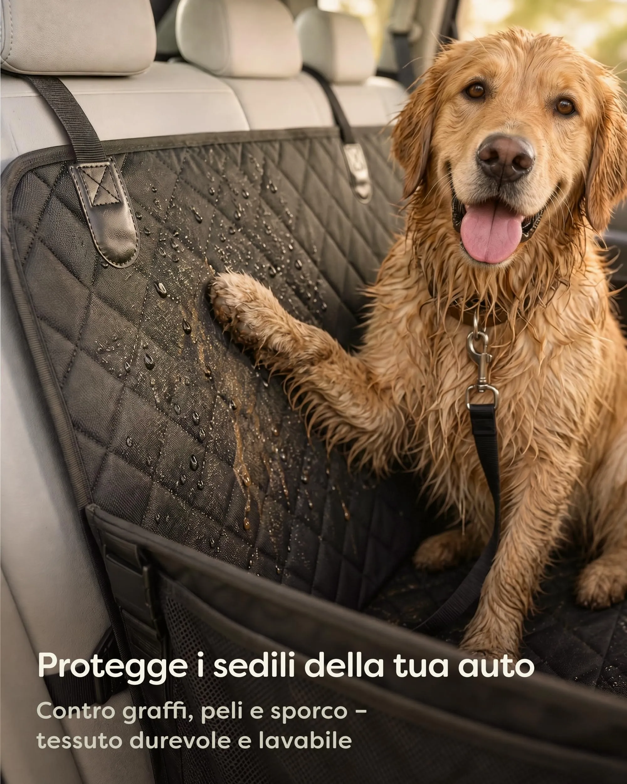 Knupis Seggiolino Auto per Cani Grande Taglia, Idrorepellente e Resistente ai Graffi, Nero - immagine 4