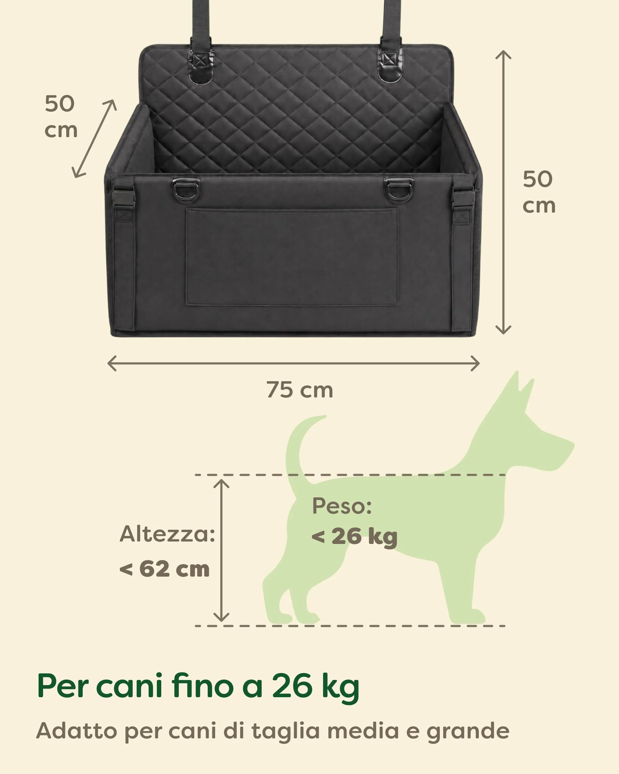 Knupis Seggiolino Auto per Cani Grande Taglia, Idrorepellente e Resistente ai Graffi, Nero - immagine 5