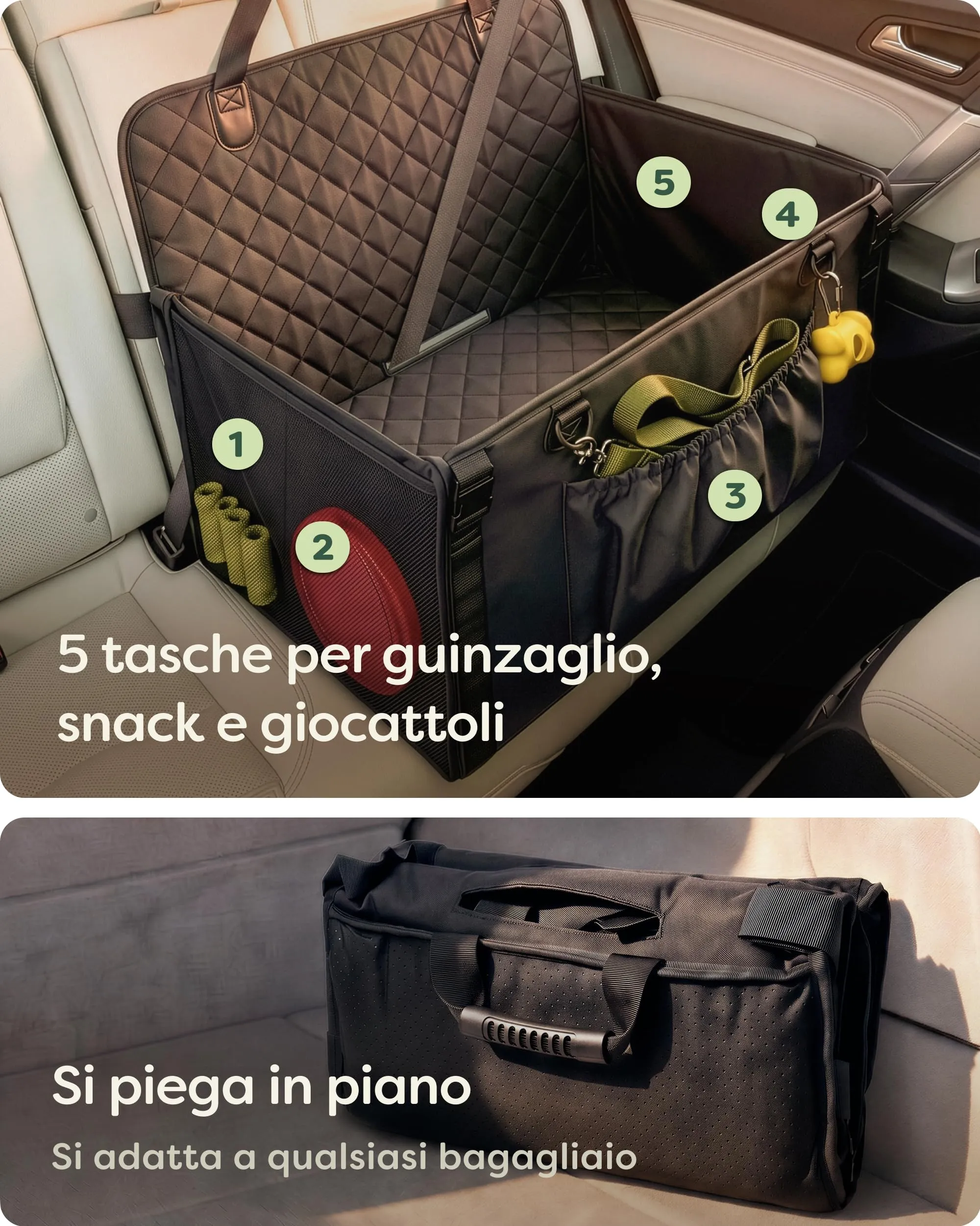Knupis Seggiolino Auto per Cani Grande Taglia, Idrorepellente e Resistente ai Graffi, Nero - immagine 6
