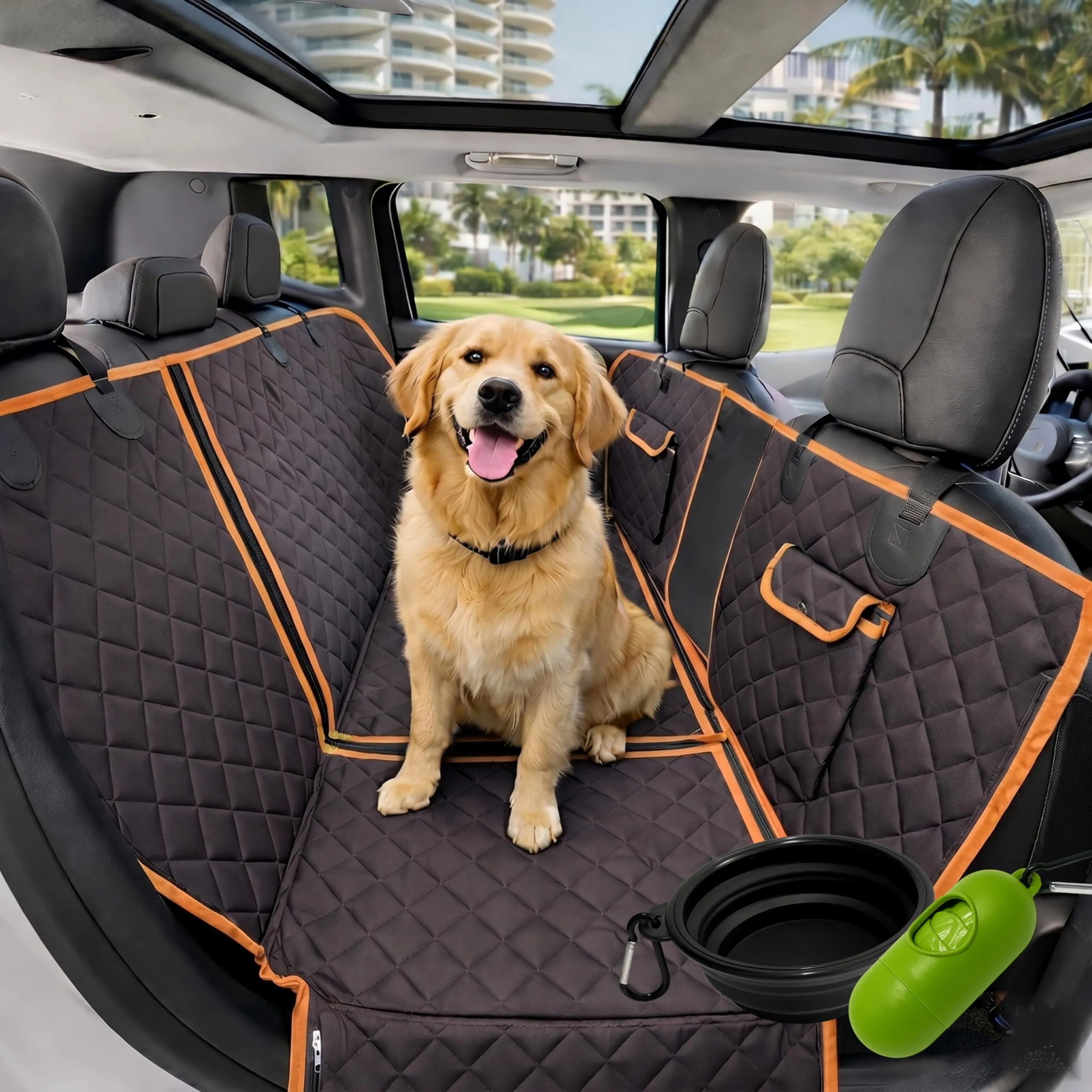 Nafra Home Telo Cane Auto Sedili Posteriori 6-in-1, Impermeabile 600D con Finestra a Rete e Protezione Laterale - immagine 1