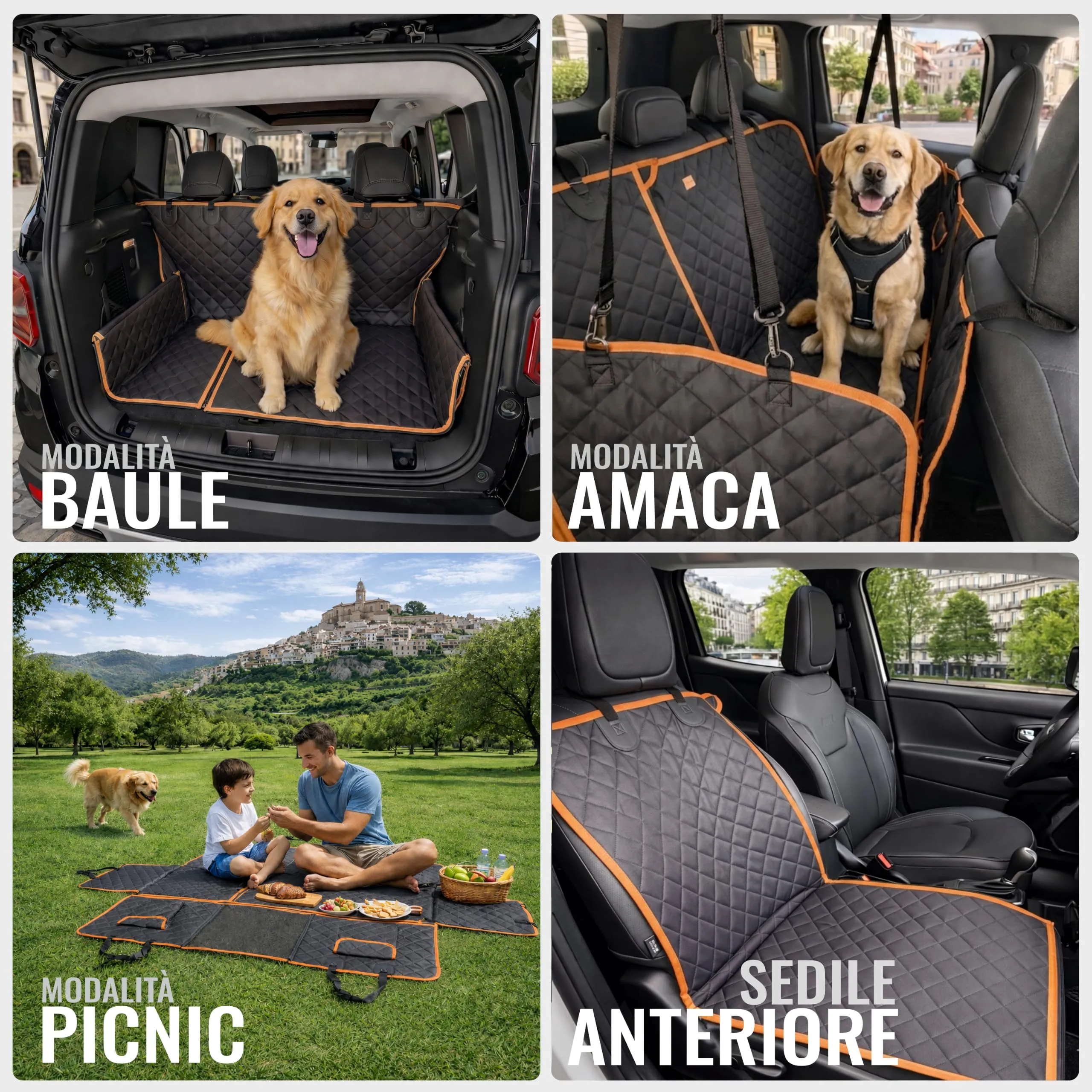 Nafra Home Telo Cane Auto Sedili Posteriori 6-in-1, Impermeabile 600D con Finestra a Rete e Protezione Laterale - immagine 2