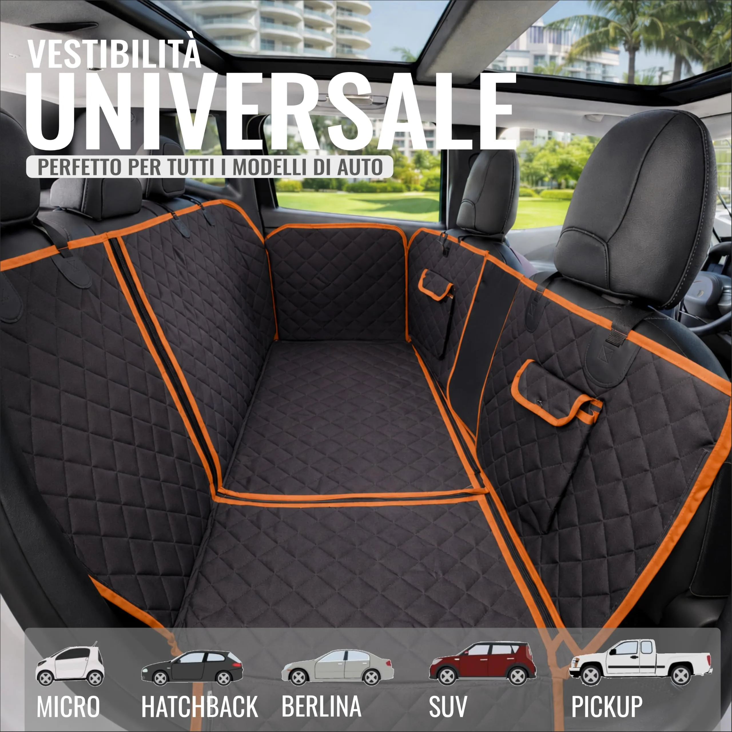 Nafra Home Telo Cane Auto Sedili Posteriori 6-in-1, Impermeabile 600D con Finestra a Rete e Protezione Laterale - immagine 6