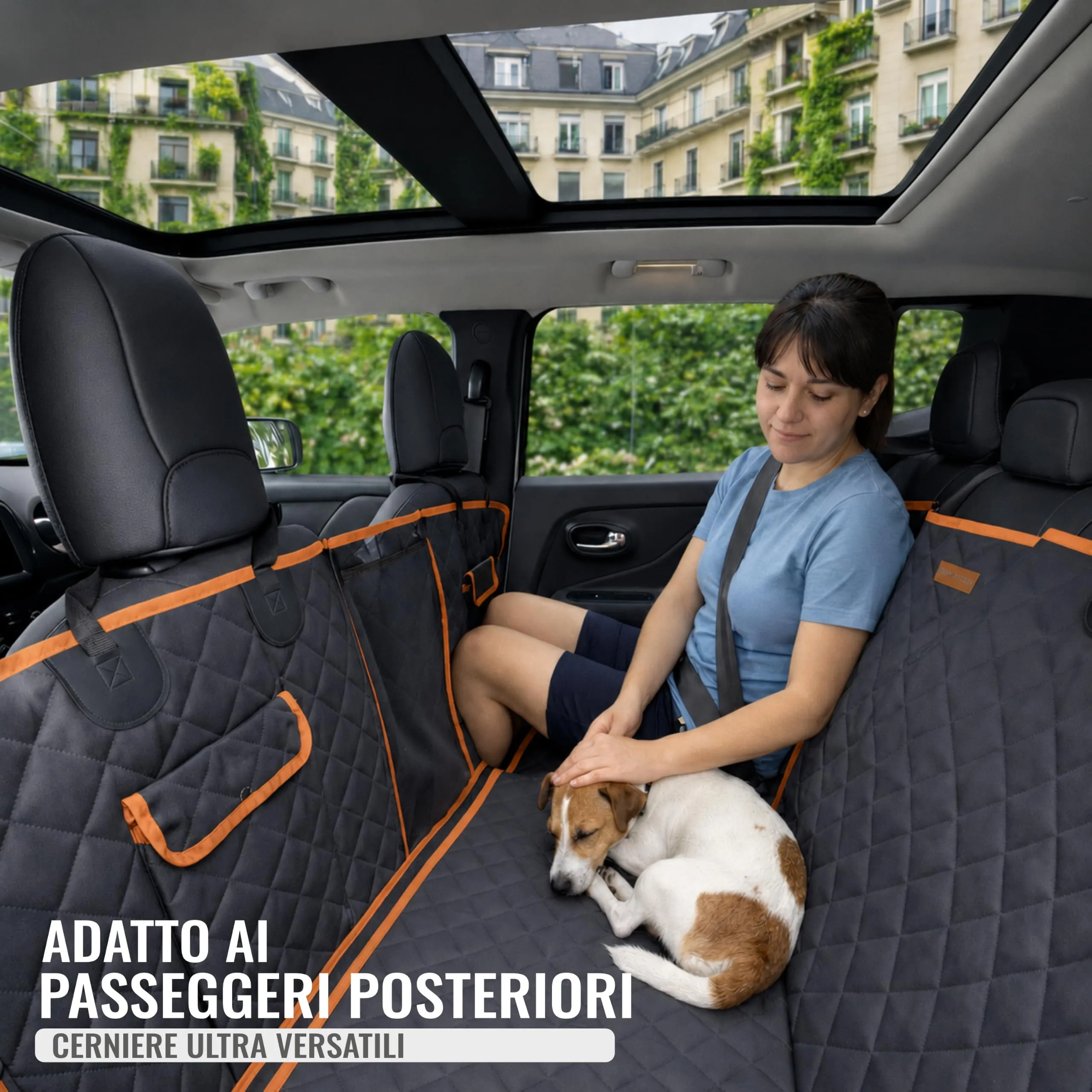 Nafra Home Telo Cane Auto Sedili Posteriori 6-in-1, Impermeabile 600D con Finestra a Rete e Protezione Laterale - immagine 8