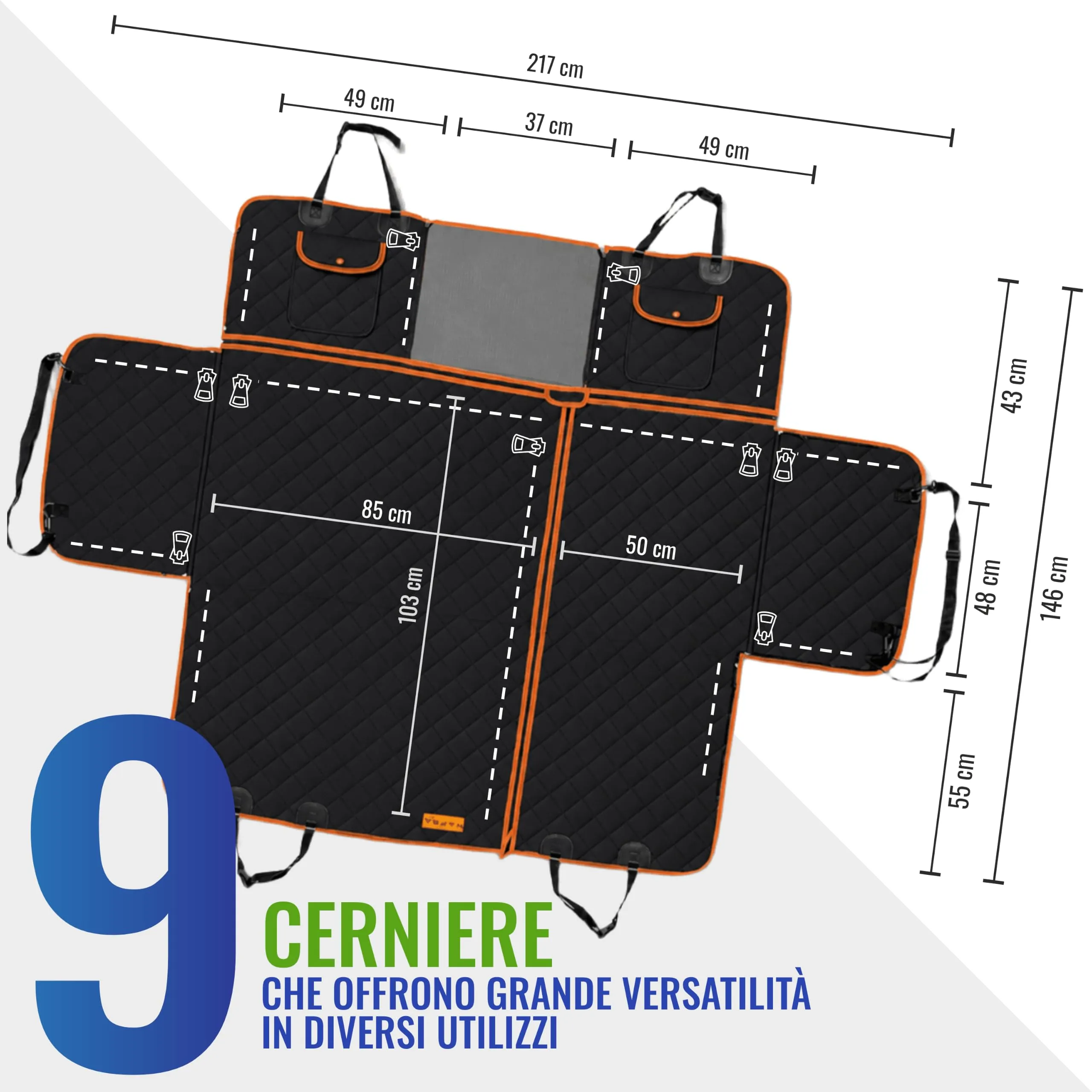 Nafra Home Telo Cane Auto Sedili Posteriori 6-in-1, Impermeabile 600D con Finestra a Rete e Protezione Laterale - immagine 9