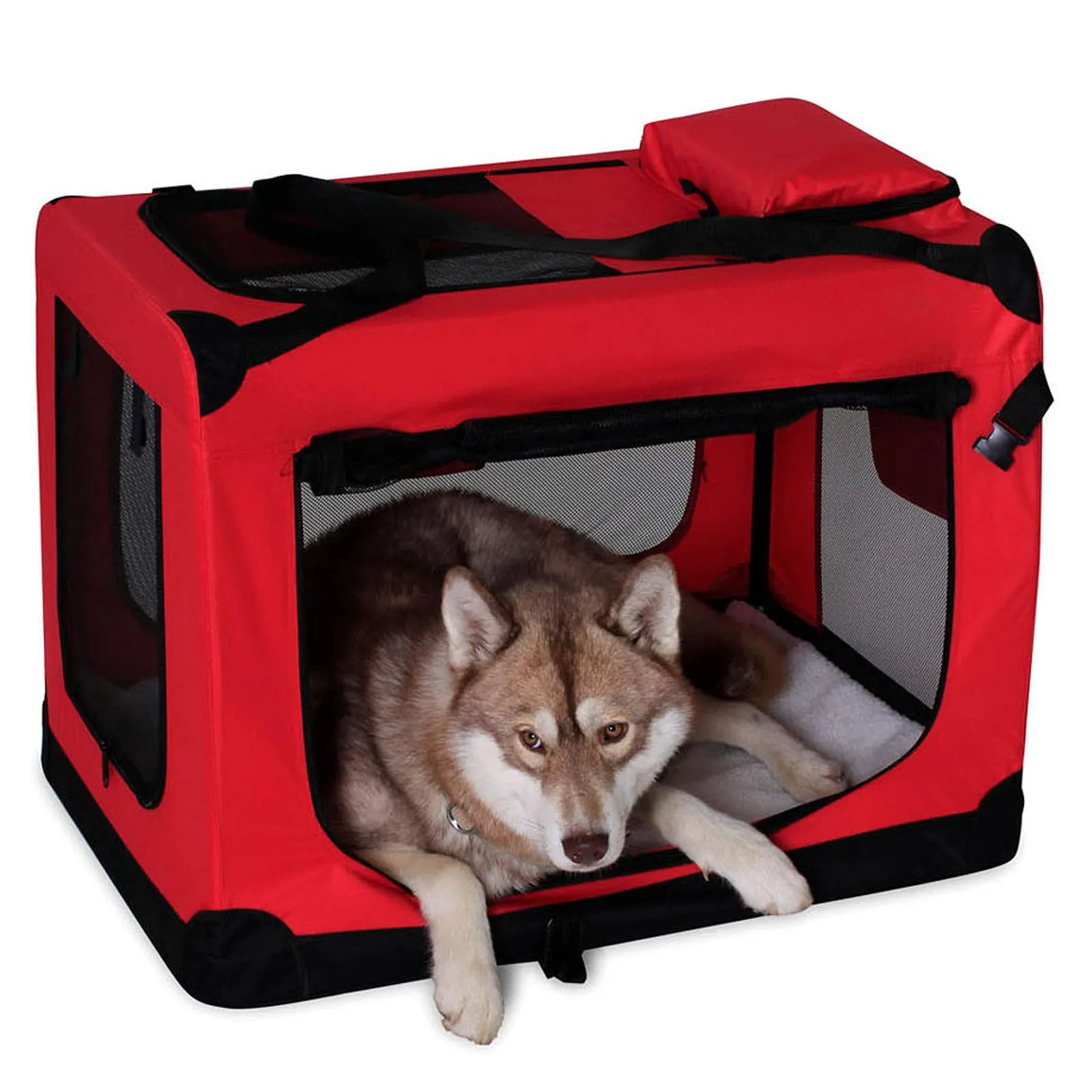 lionto Trasportino Cane Pieghevole per Viaggio e Auto, 90x61x65 cm, Rosso - immagine 2