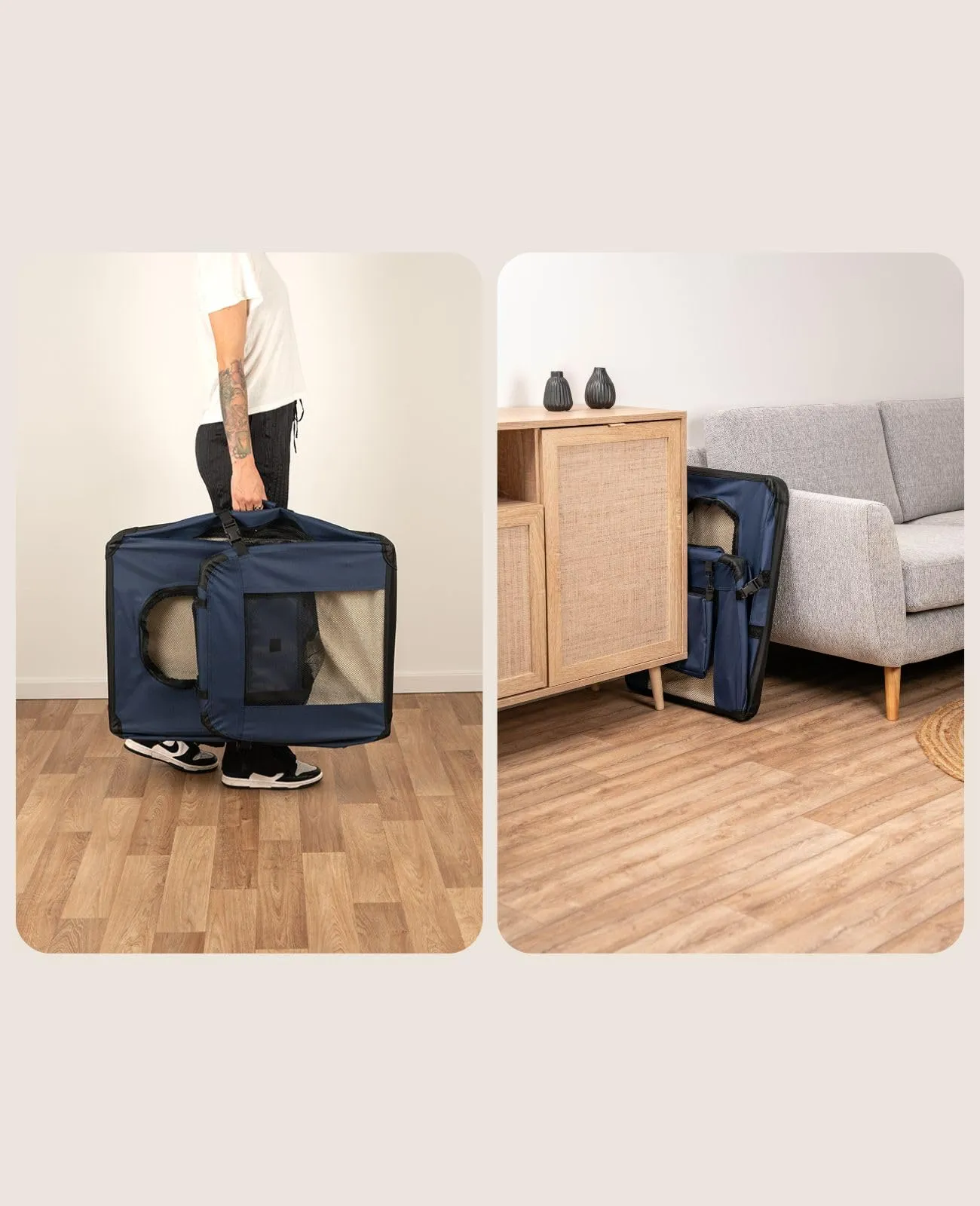 lionto Trasportino Cane Pieghevole per Viaggio e Auto, 82x58x58 cm, Blu - immagine 2