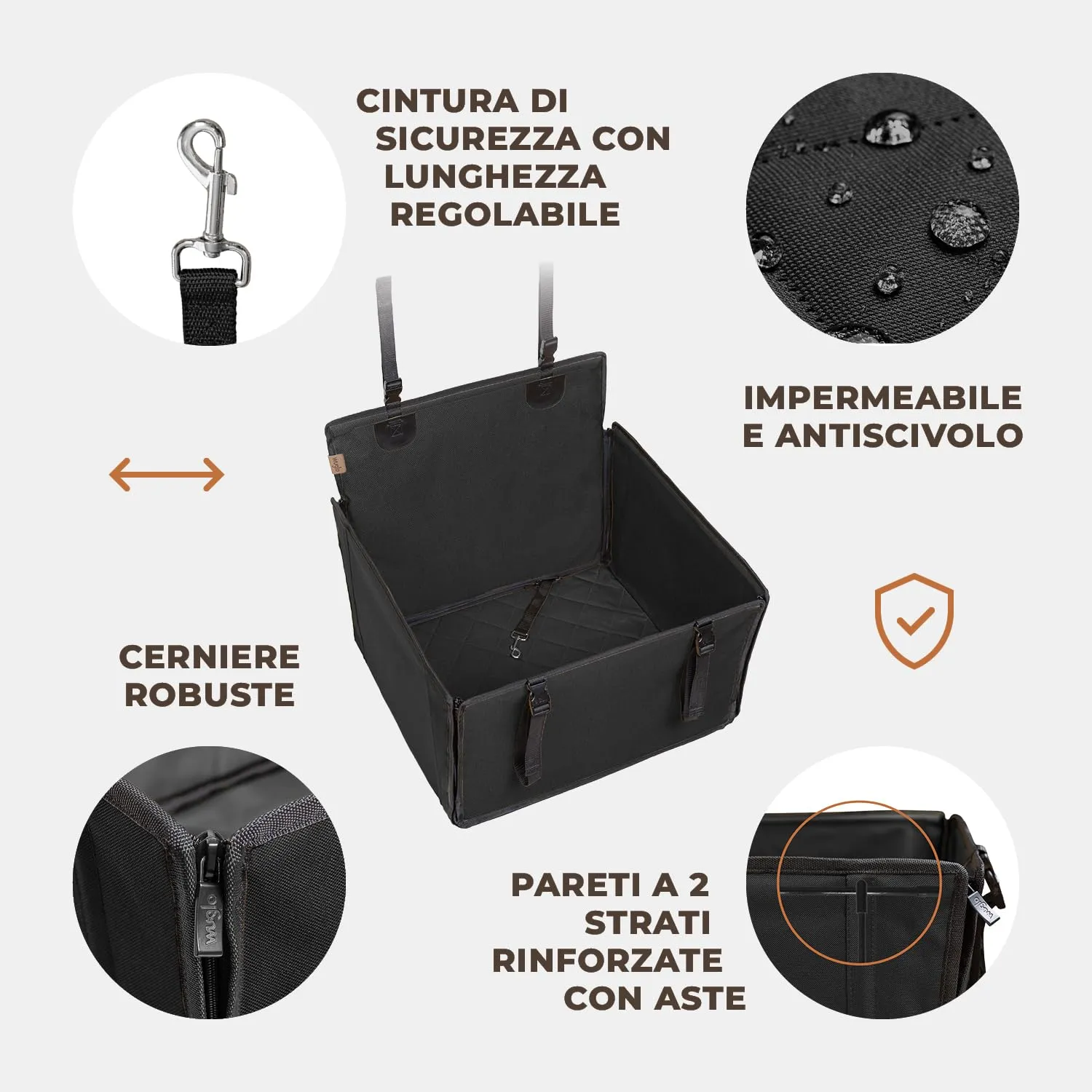 Wuglo Seggiolino Auto Cane Taglia M fino a 18 kg - immagine 5
