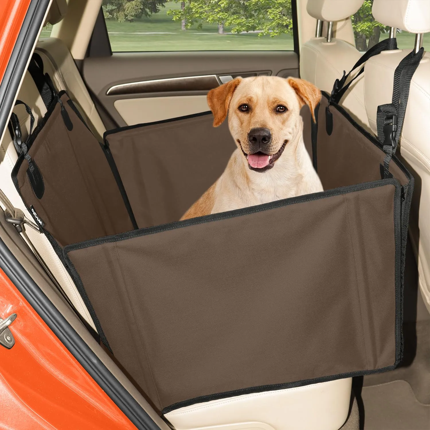 Wuglo Seggiolino Auto Cane, Taglia L, fino a 26 kg, Marrone - immagine 1