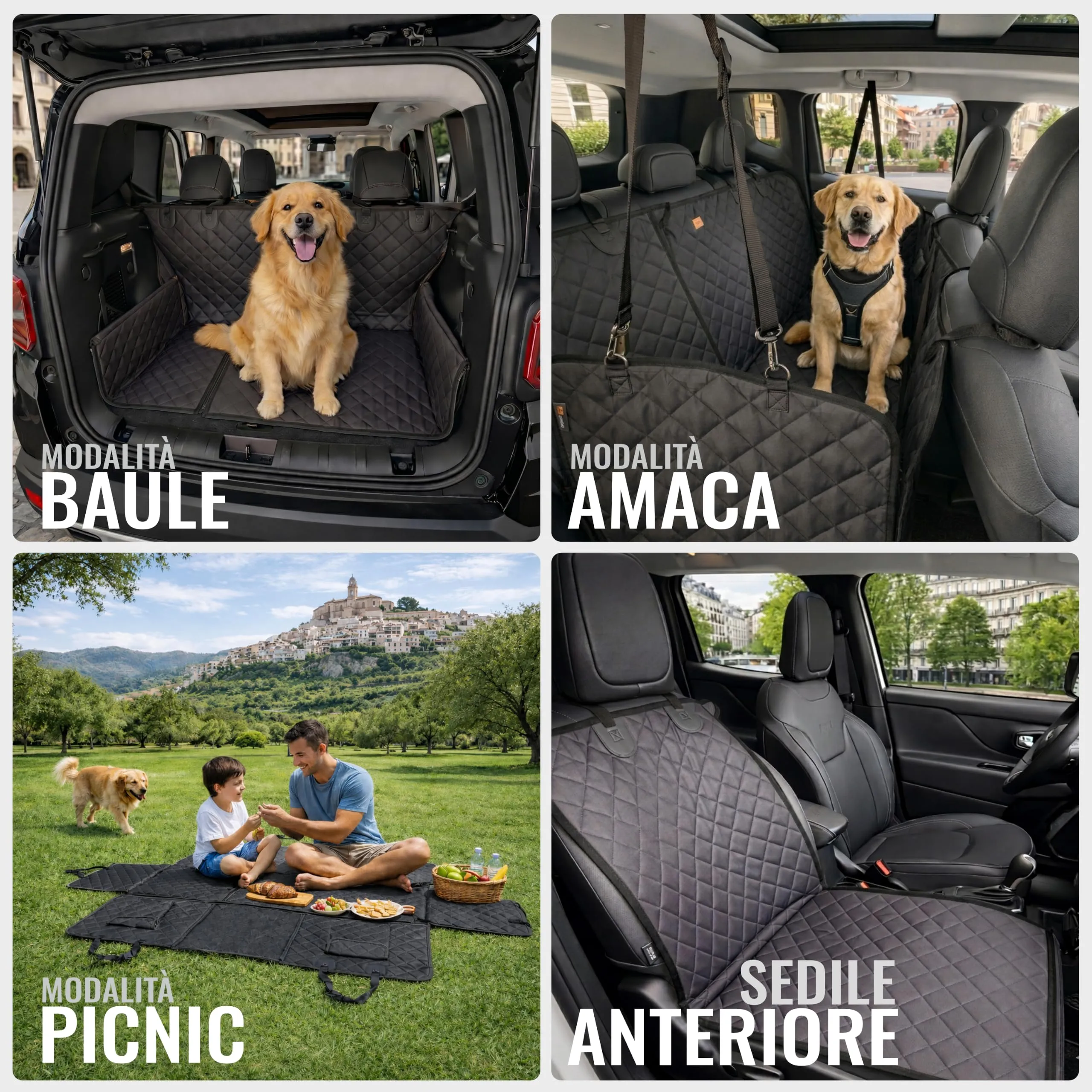 Nafra Home Telo Cane Auto Sedili Posteriori 6-in-1, Impermeabile 600D con Finestra a Rete e Protezione Laterale - immagine 2