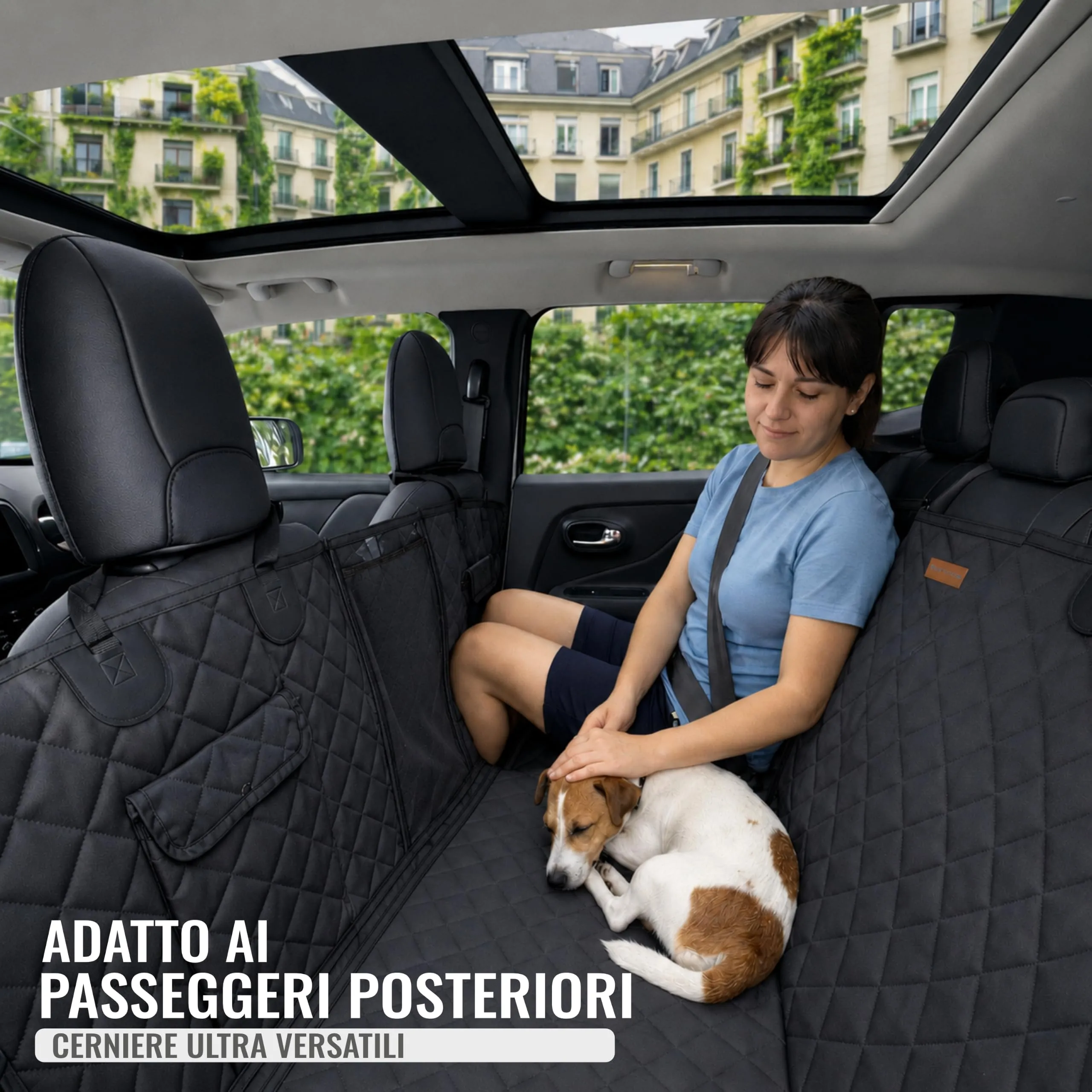 Nafra Home Telo Cane Auto Sedili Posteriori 6-in-1, Impermeabile 600D con Finestra a Rete e Protezione Laterale - immagine 8