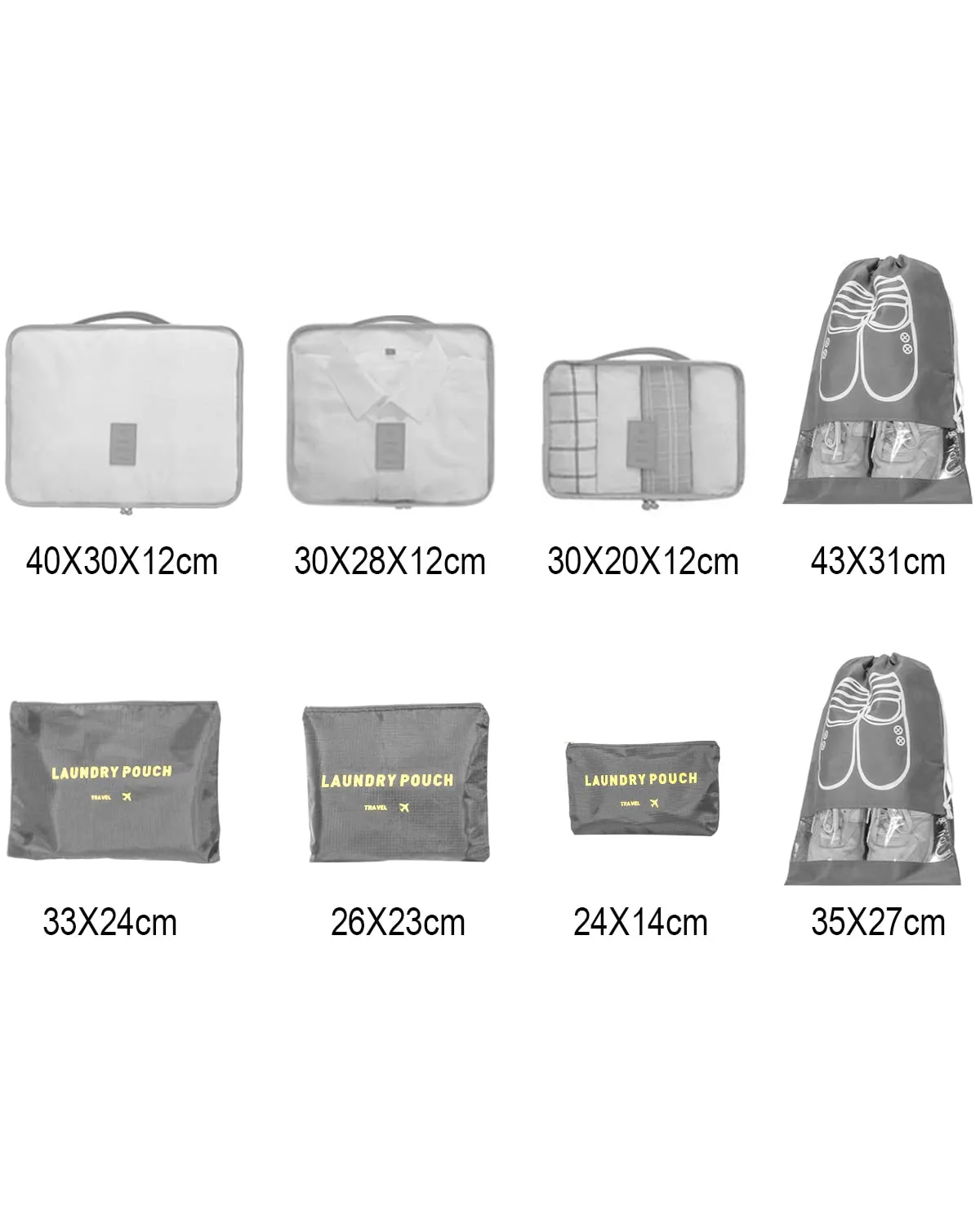 BillyBath Set Organizer per Valigie 8 in 1, Grigio - immagine 3