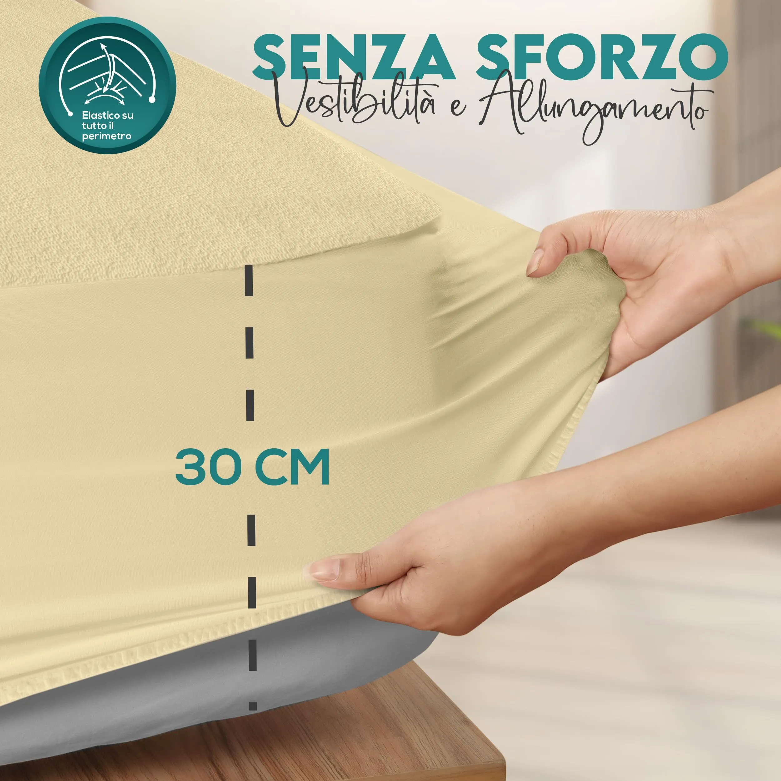 Utopia Bedding Coprimaterasso Matrimoniale Impermeabile 160 x 200 x 30 cm, Certificato OEKO-TEX, Beige - immagine 5
