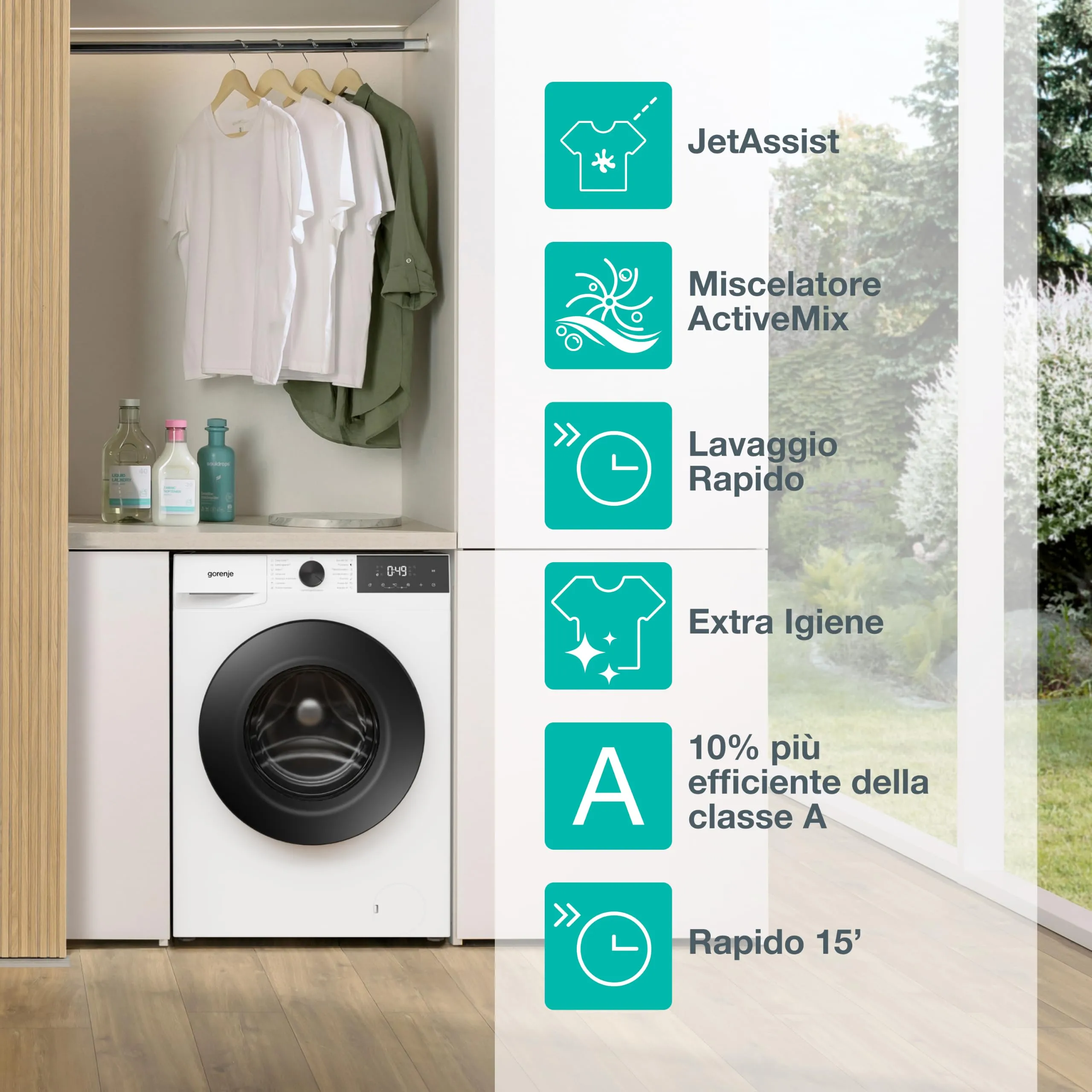 Gorenje WG2PS72A12/IT Lavatrice a Carica Frontale 7 kg, Classe A-10%, Bianco - immagine 3