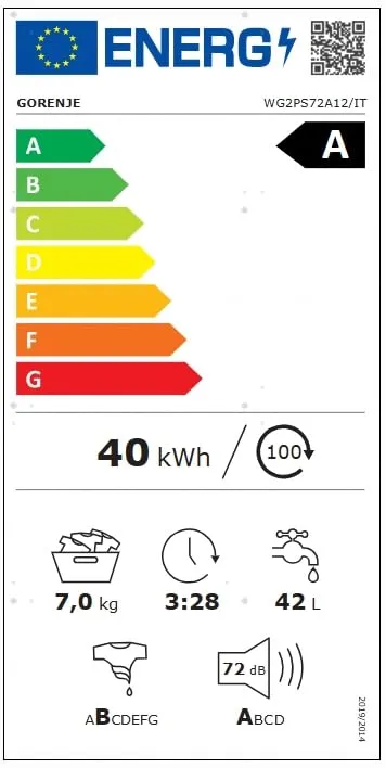 Gorenje WG2PS72A12/IT Lavatrice a Carica Frontale 7 kg, Classe A-10%, Bianco - immagine 10