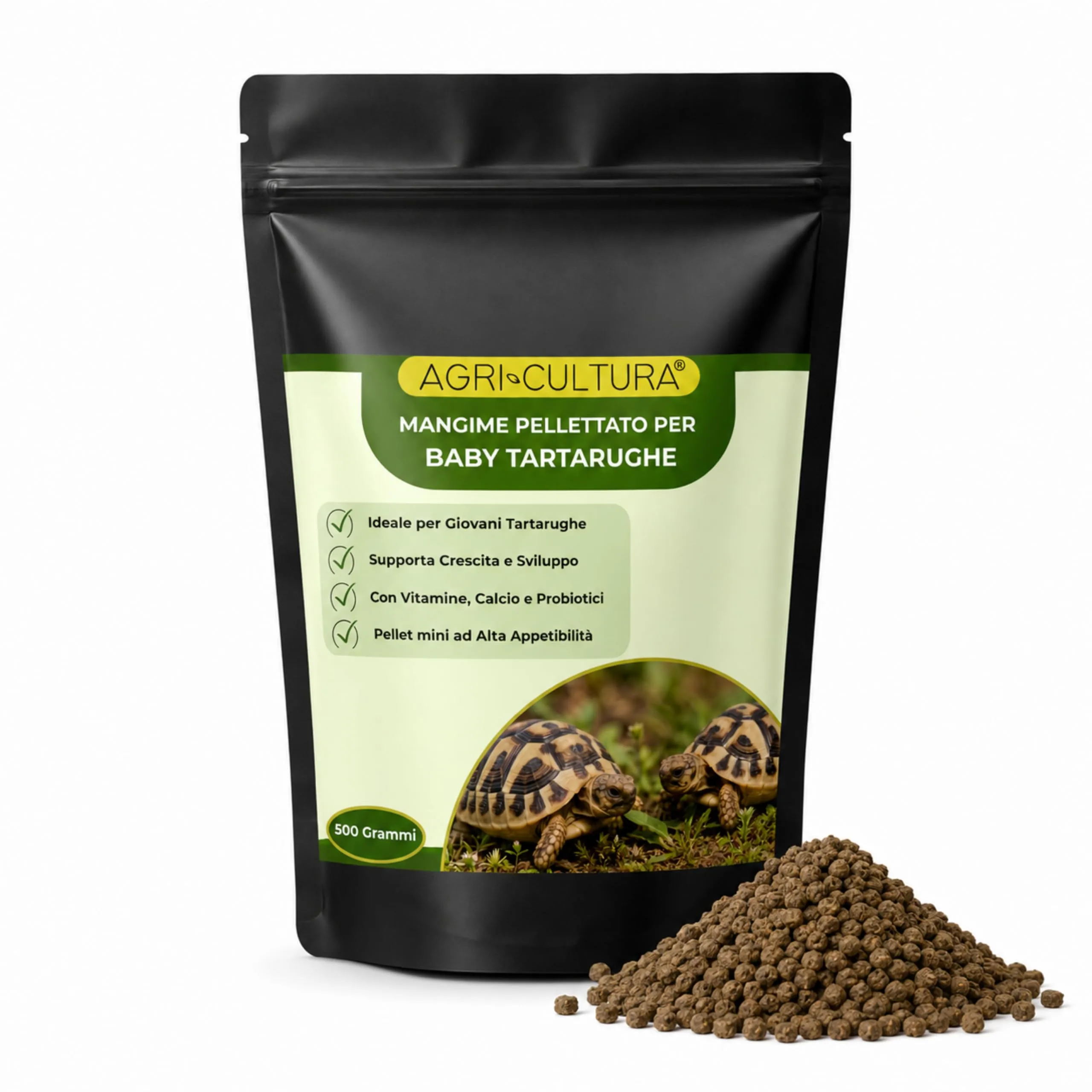 AGRI-CULTURA Mangime per Tartarughe di Terra Baby 2x500 g Pellet Mini - immagine 1