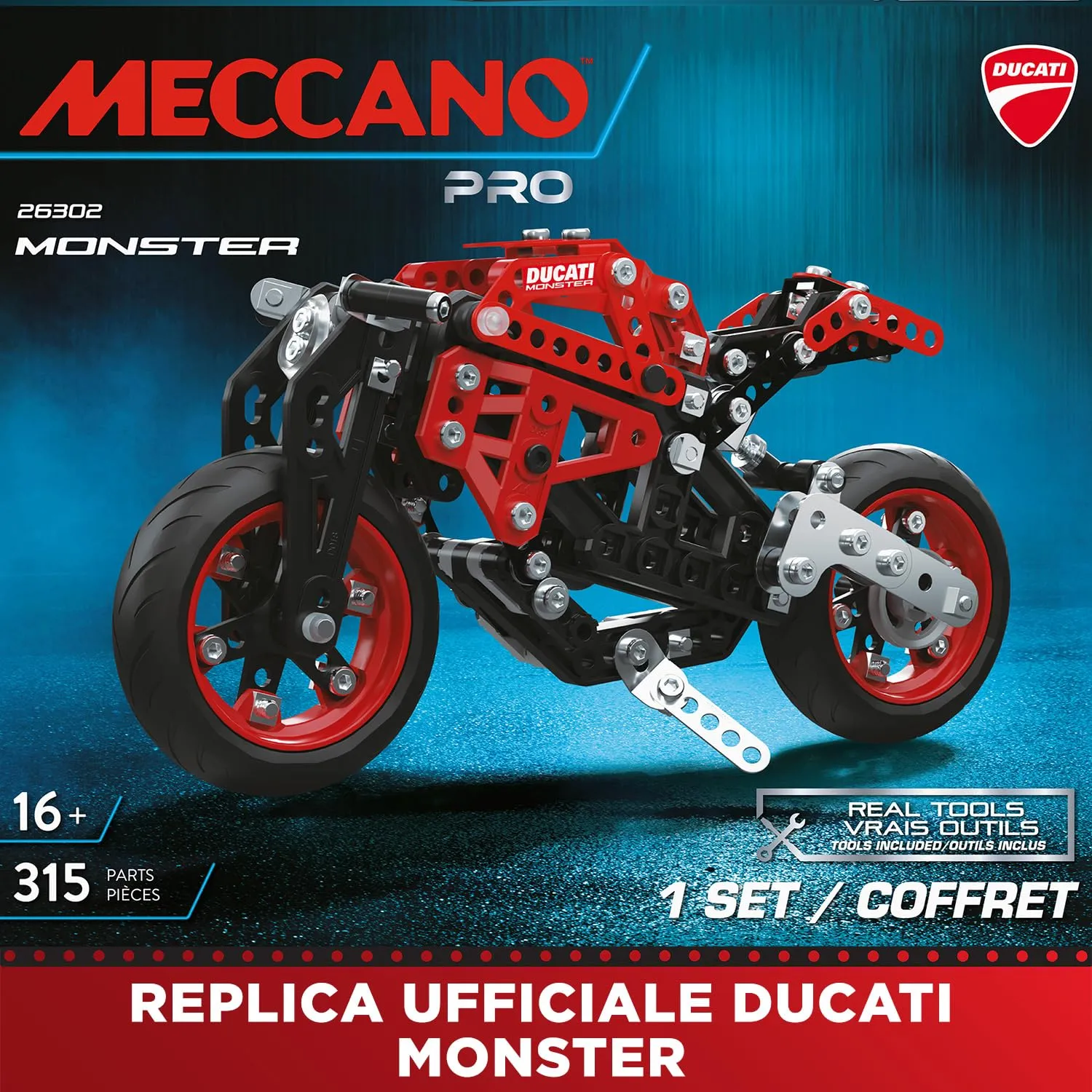 Bandai Meccano Pro Ducati Monster Model Motorcycle Construction Kit - immagine 2