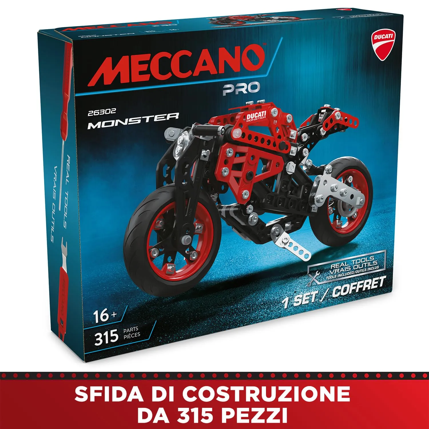 Bandai Meccano Pro Ducati Monster Model Motorcycle Construction Kit - immagine 4