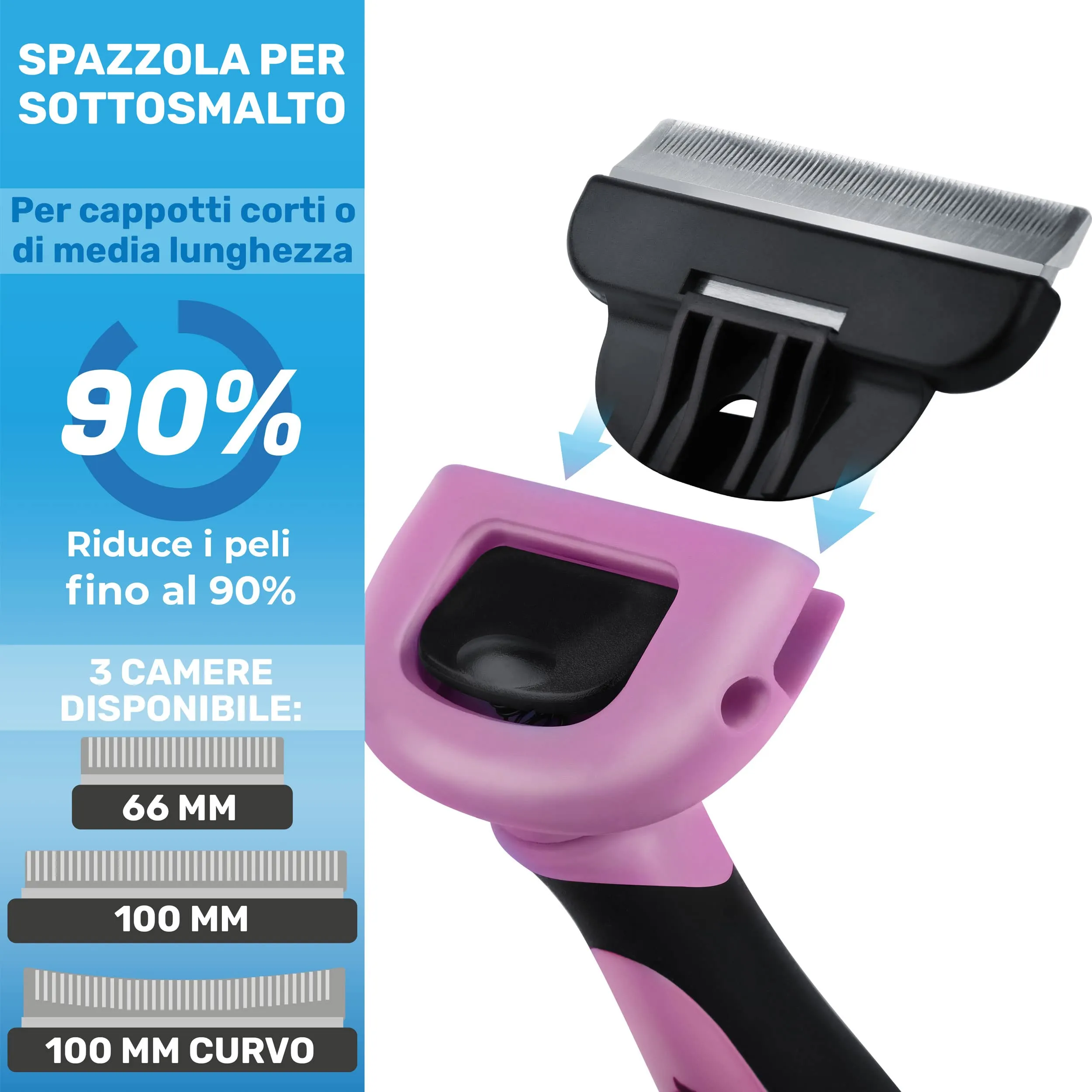 BluePet Spazzola per Cani e Gatti Pelo Corto, Pettine del Sottopelo - immagine 6
