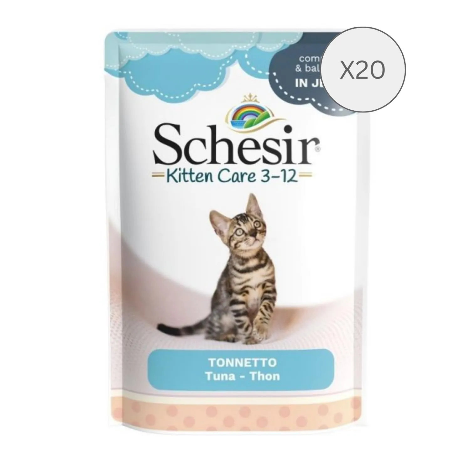 Schesir Cat Jelly Kitten Tonno Con Aloe Vera, Cibo Umido Per Gattini In Gelatina, 24 Scatolette x 85g - immagine 2