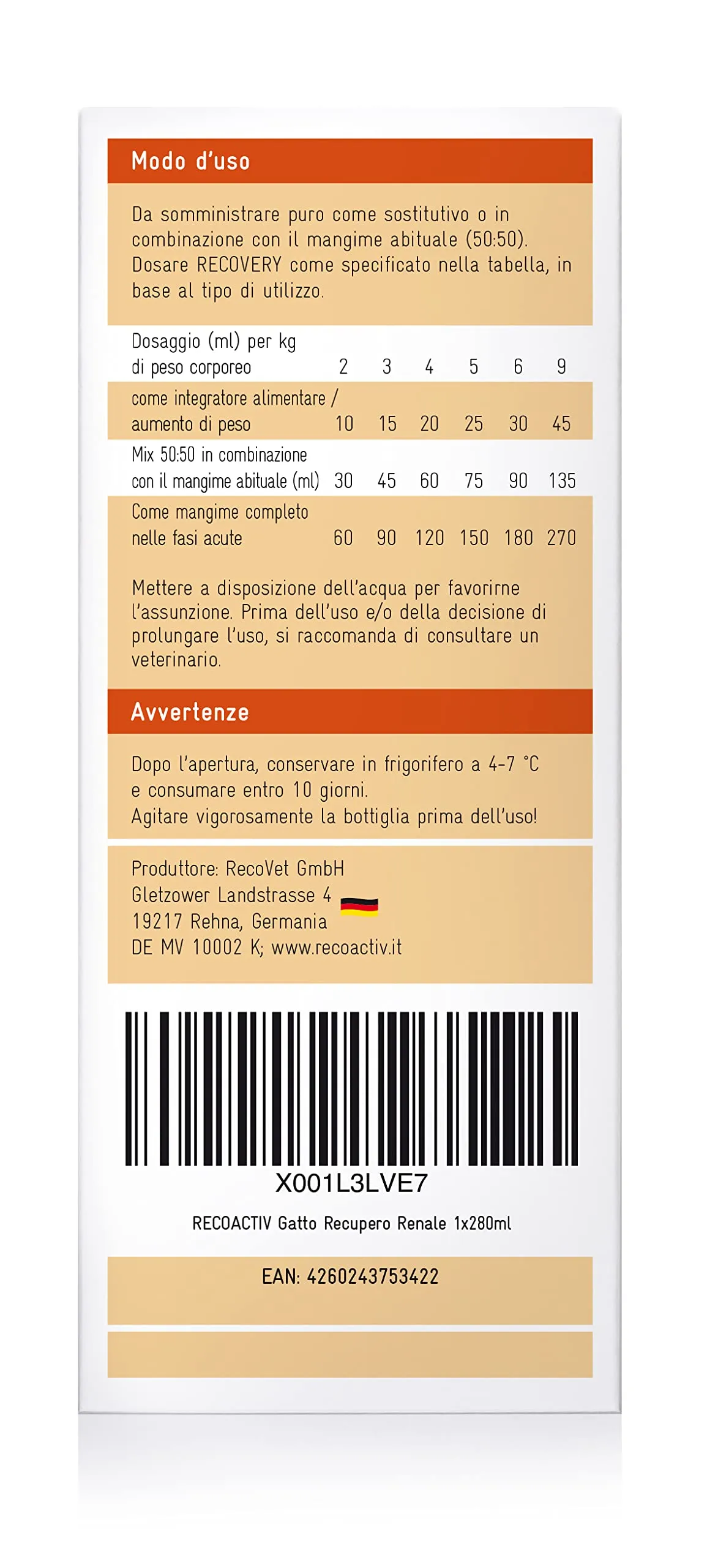 RECOACTIV Recovery Renale per gatti, 1 x 280 ml - immagine 4