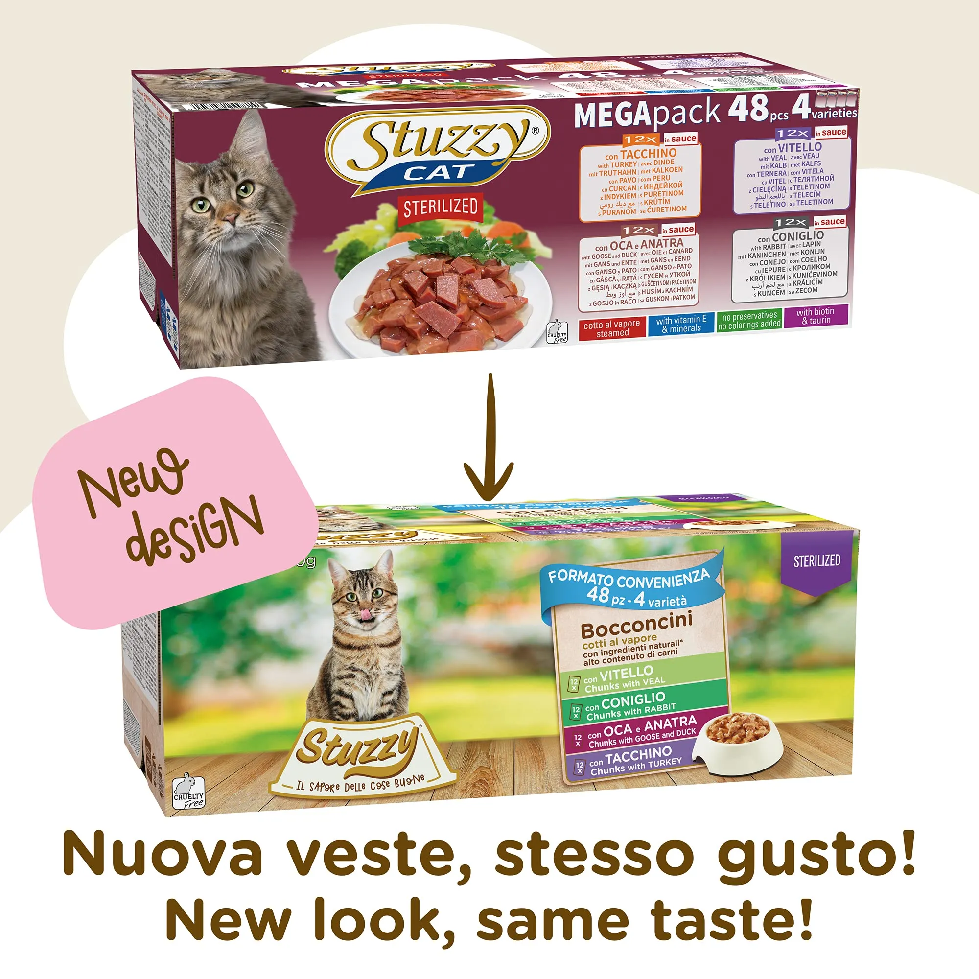 Stuzzy Cibo Umido per Gatti Sterilizzati, Bocconcini in Salsa, Vari Gusti, 48 Buste da 85g - immagine 2