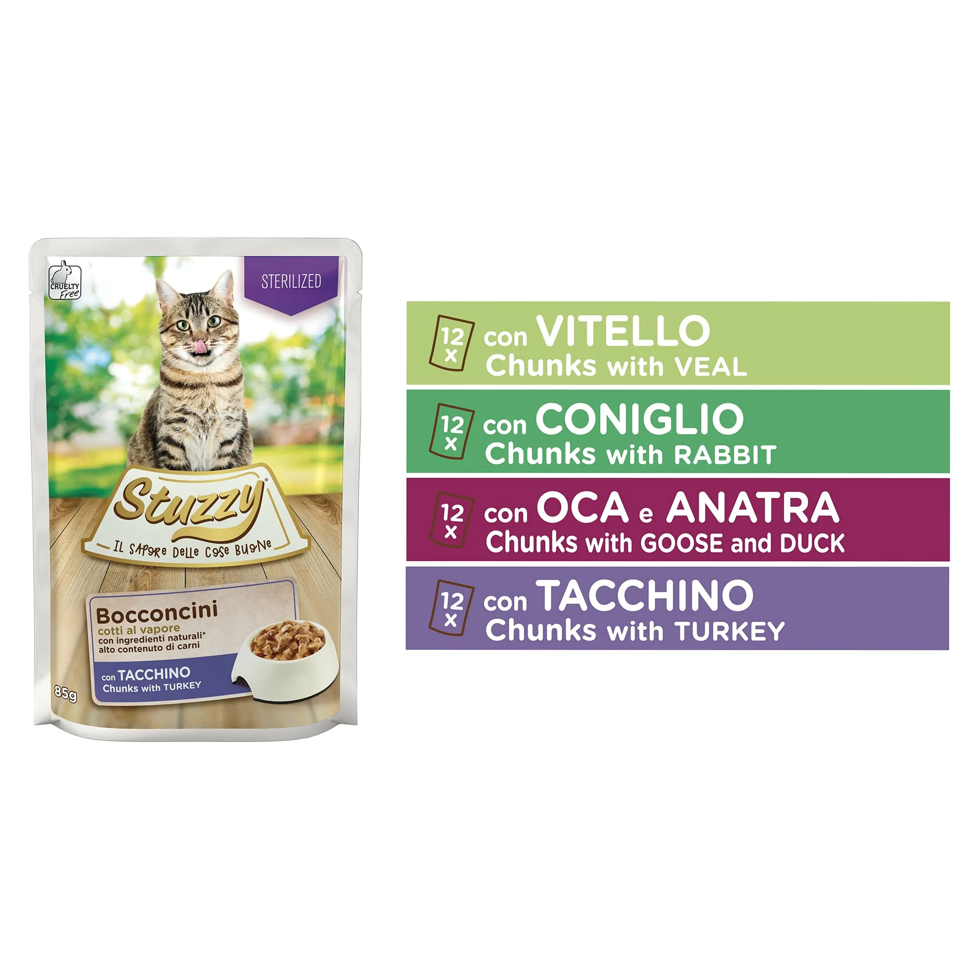 Stuzzy Cibo Umido per Gatti Sterilizzati, Bocconcini in Salsa, Vari Gusti, 48 Buste da 85g - immagine 4