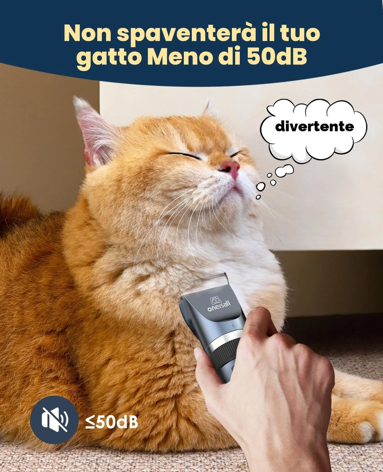 oneisall Rasoio per gatti a pelo lungo, 2 velocità, Blu Navy - immagine 4
