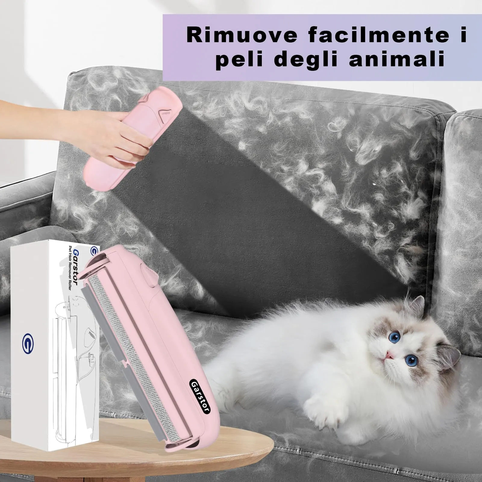 Garstor Spazzola Togli Peli Animali per Cani e Gatti, Rosa - immagine 2