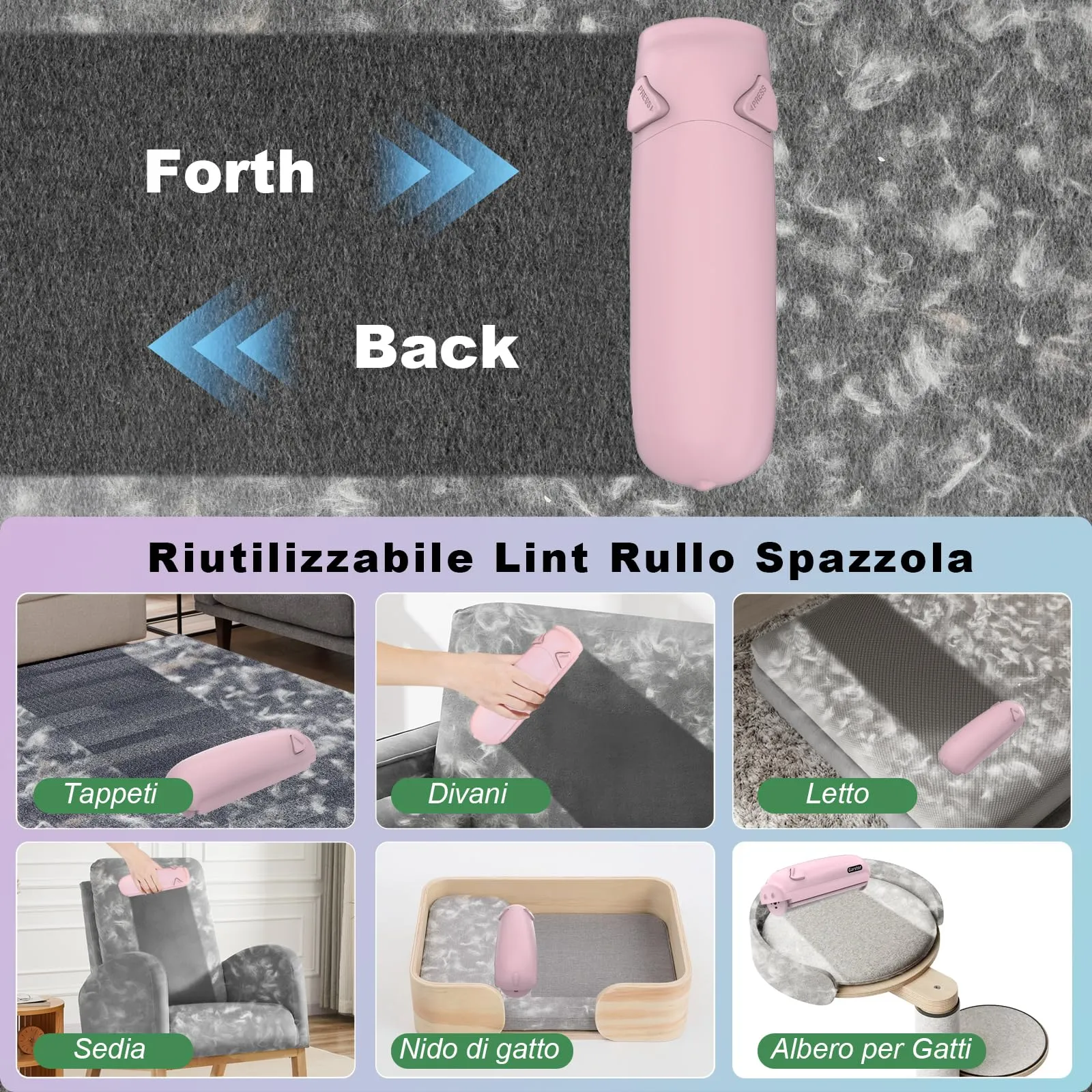 Garstor Spazzola Togli Peli Animali per Cani e Gatti, Rosa - immagine 4