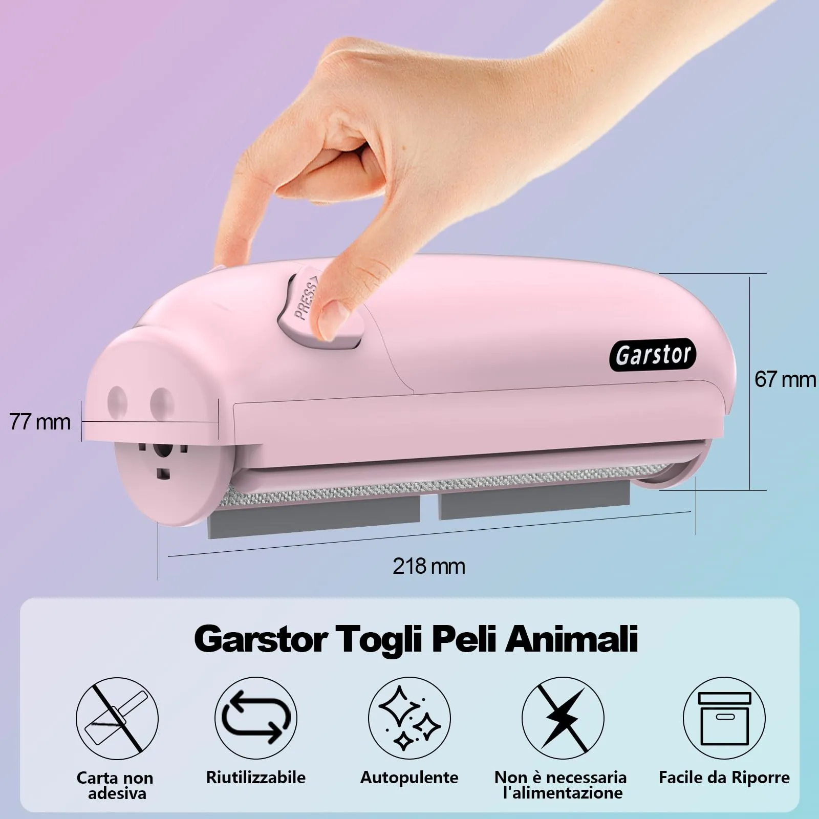 Garstor Spazzola Togli Peli Animali per Cani e Gatti, Rosa - immagine 6