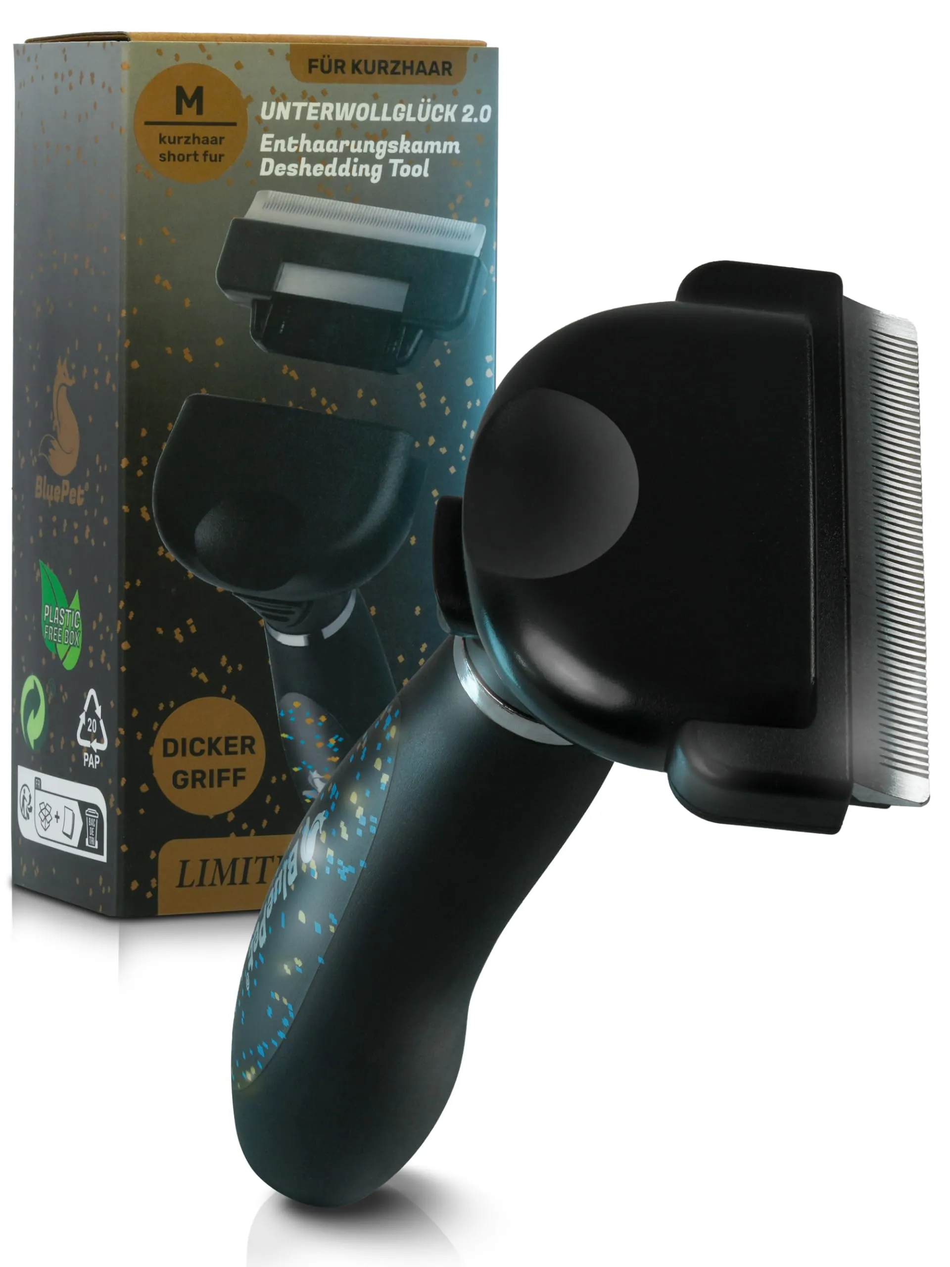 BluePet Spazzola Cani Gatti Pelo Corto, Pettine del Sottopelo Autopulente - immagine 1