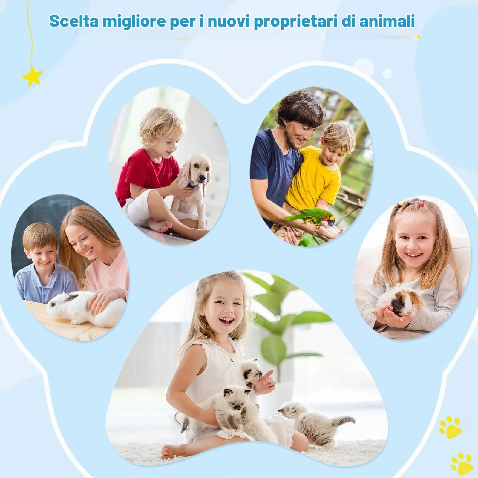 Euqvunn Tagliaunghie Professionale per Gatto, Doppia Lama con Illuminazione LED Rimovibile per Animali Piccoli e Medi (Blu Bianco) - immagine 8