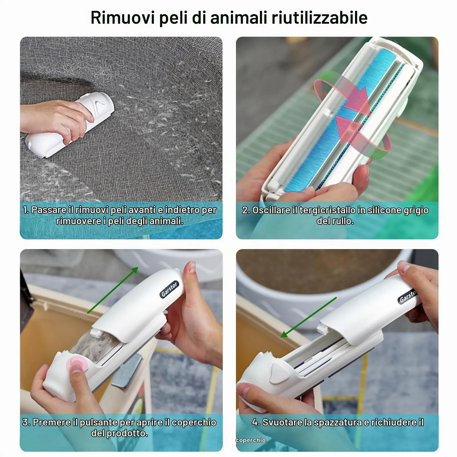 Garstor Spazzola Togli Peli Animali per Cani e Gatti, Blu - immagine 3