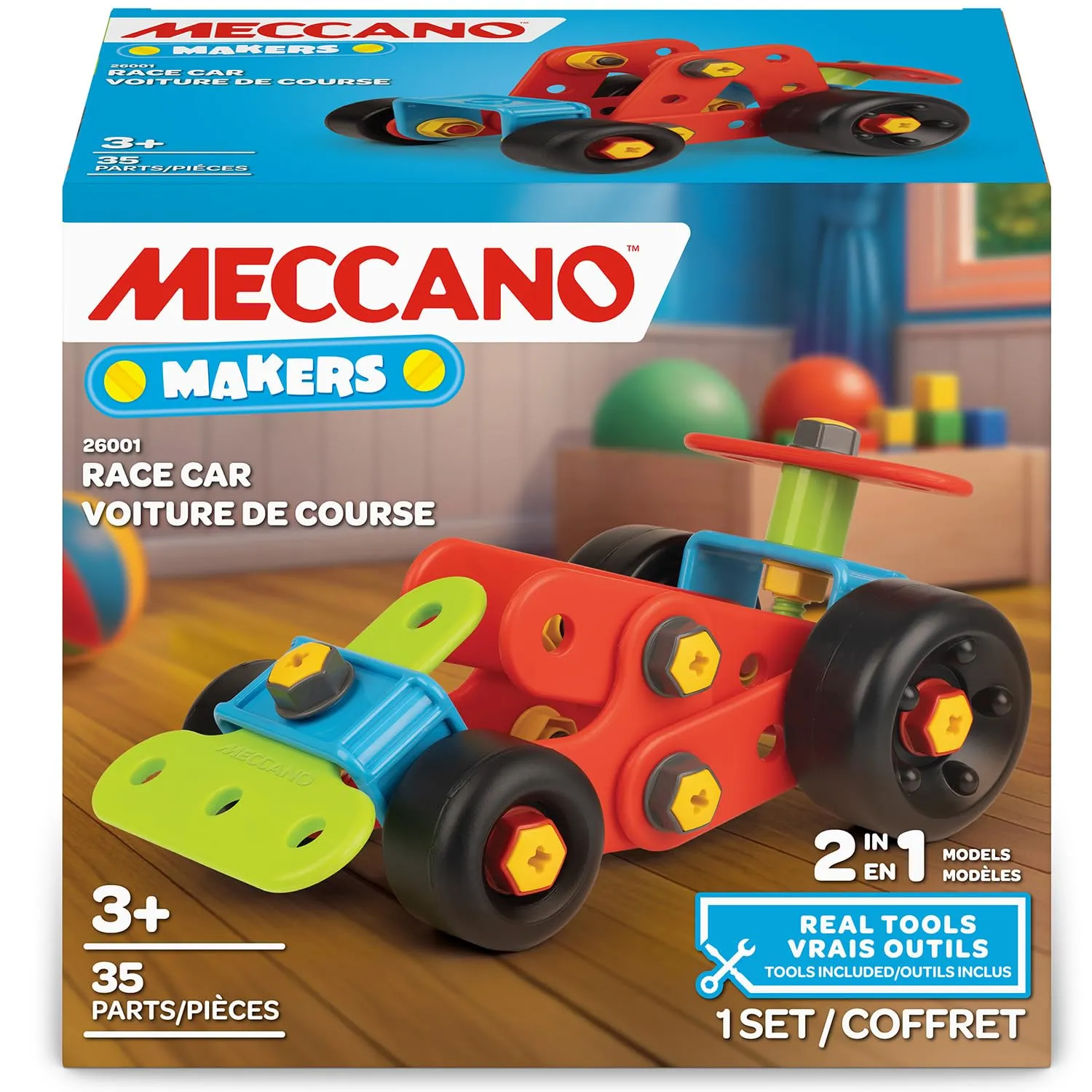 Bandai Meccano Auto da Corsa e Trattore 2 in 1 Set Costruzioni - immagine 1