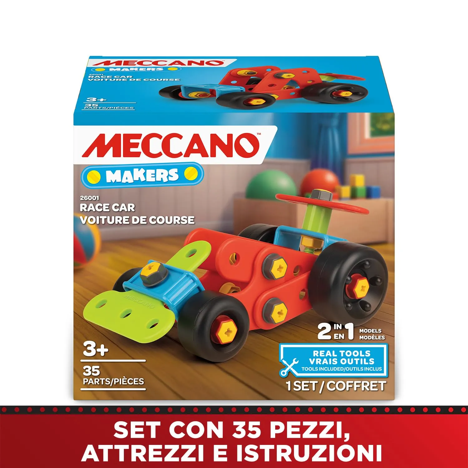 Bandai Meccano Auto da Corsa e Trattore 2 in 1 Set Costruzioni - immagine 6