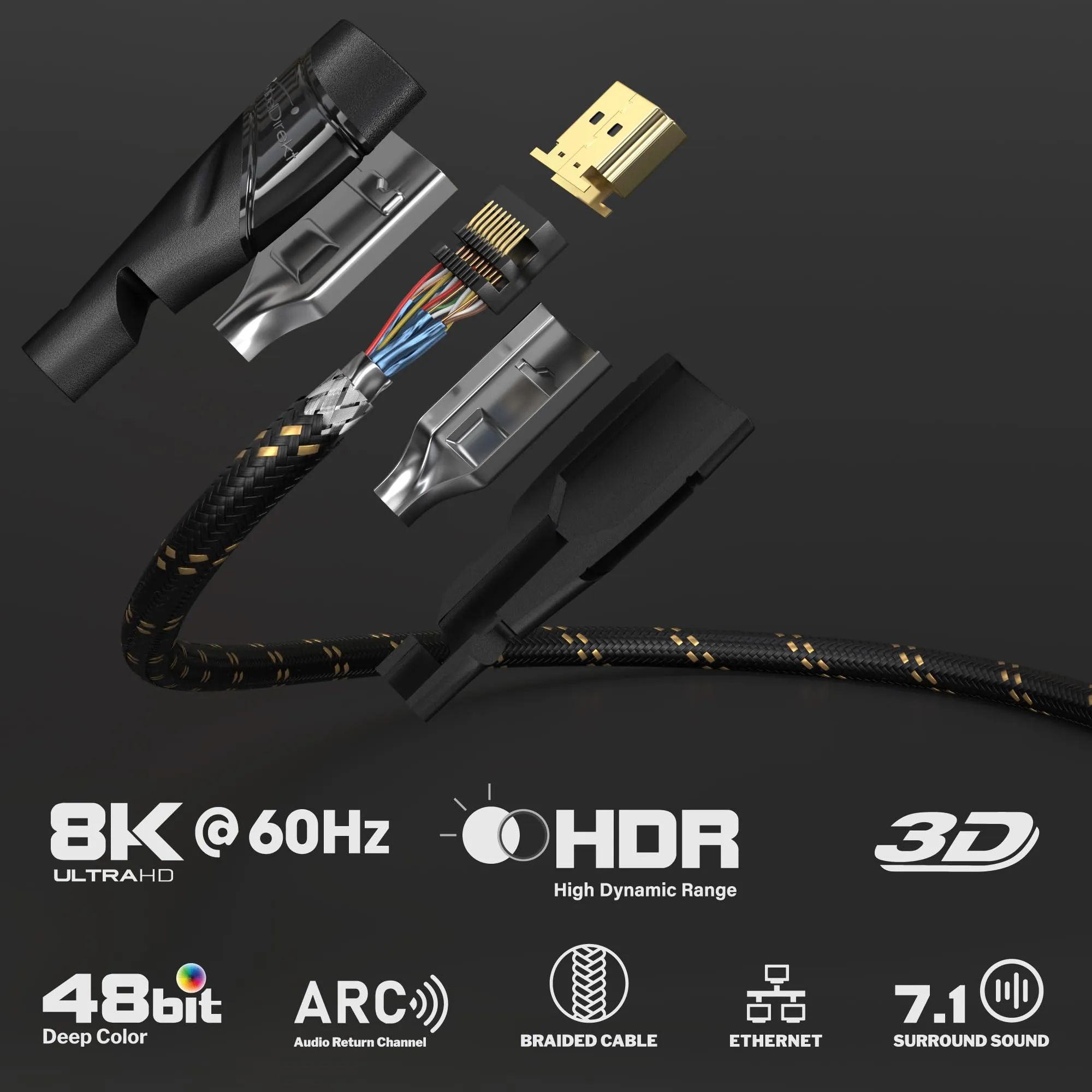 KabelDirekt HDMI 4K Cable, 10m, Nylon - immagine 2
