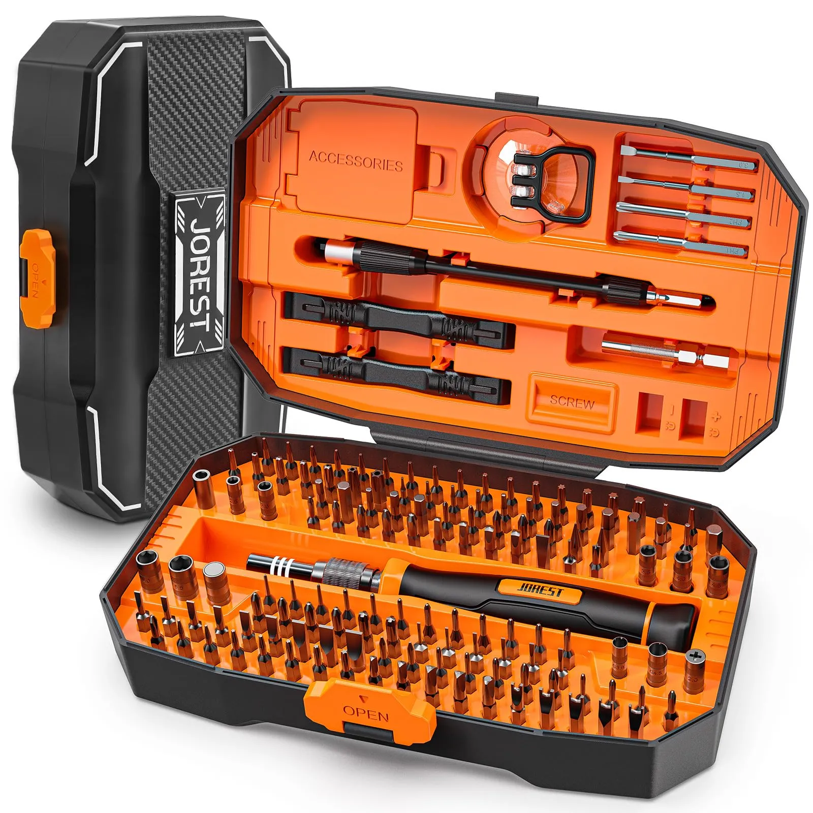 Jorest 152 in 1 Precision Screwdriver Set, Professional Mini Magnetic Repair Kit with Torx Bits for PC, iPhone, Laptop, Glasses, Watch, Switch, PS4, PS5, Xbox, Electronics - immagine 1