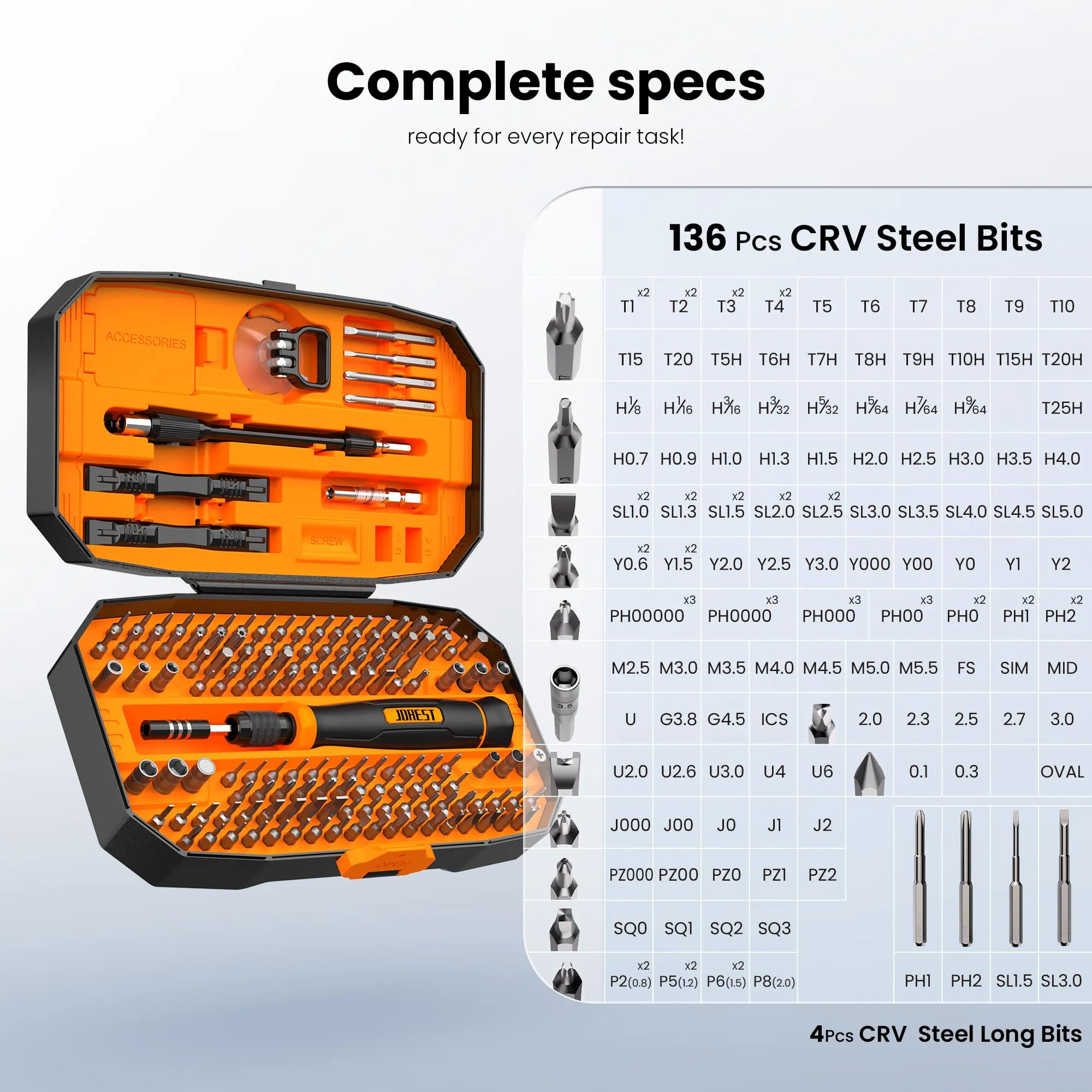Jorest 152 in 1 Precision Screwdriver Set, Professional Mini Magnetic Repair Kit with Torx Bits for PC, iPhone, Laptop, Glasses, Watch, Switch, PS4, PS5, Xbox, Electronics - immagine 3