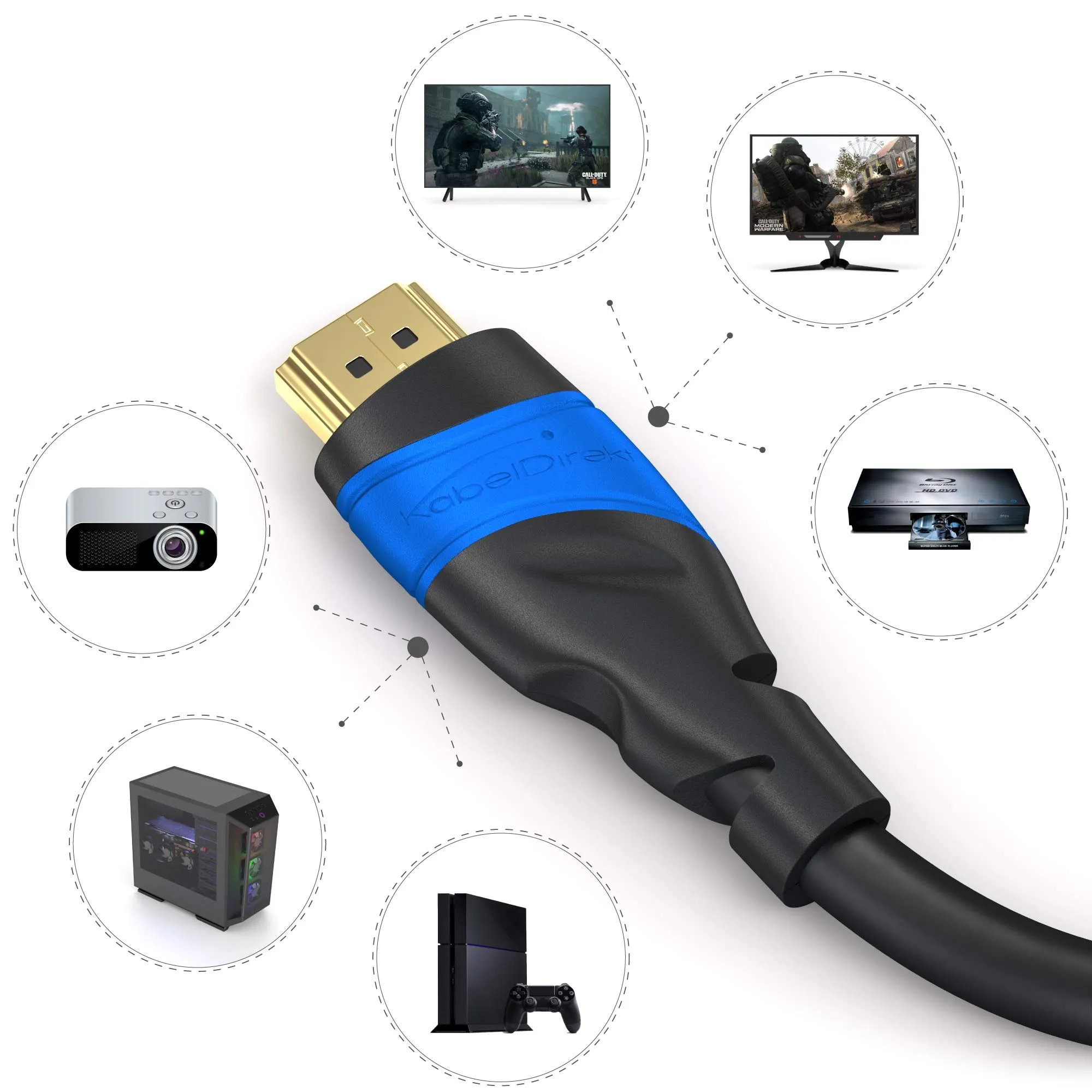 KabelDirekt HDMI 4K Cable, 10m, Flexcore Technology - immagine 7