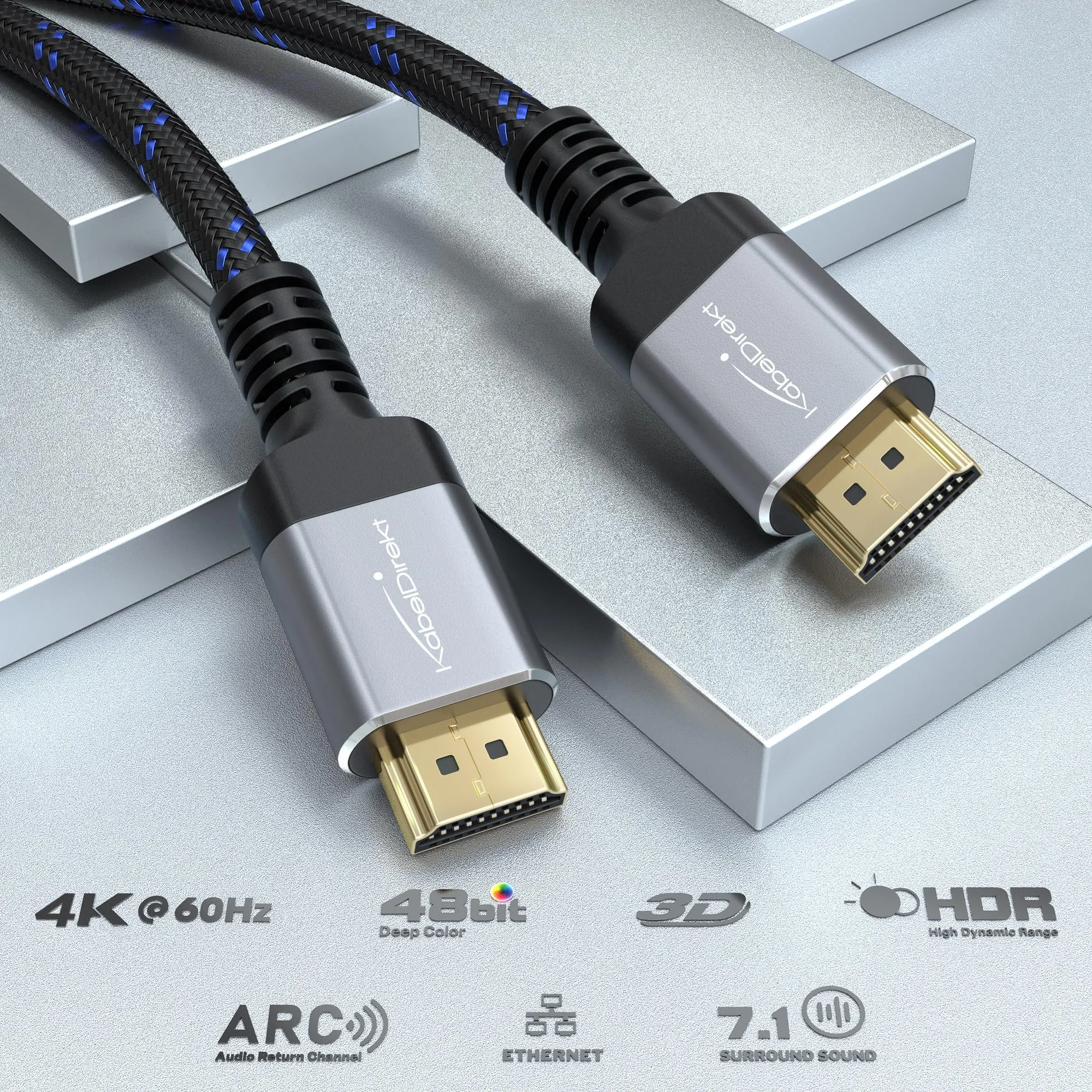 KabelDirekt Cavo HDMI 4K 15m Nylon Metallo - immagine 2