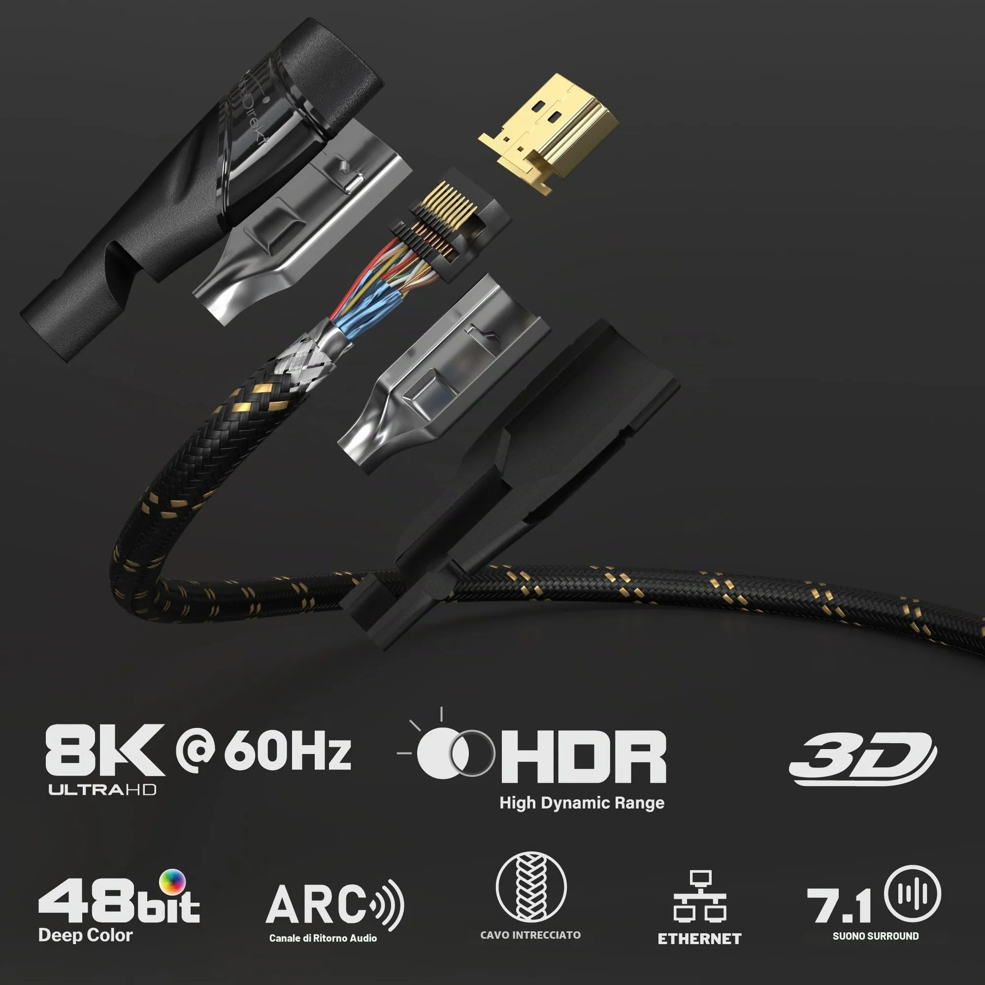 KabelDirekt HDMI 4K Cable - 6m, Nylon - immagine 2